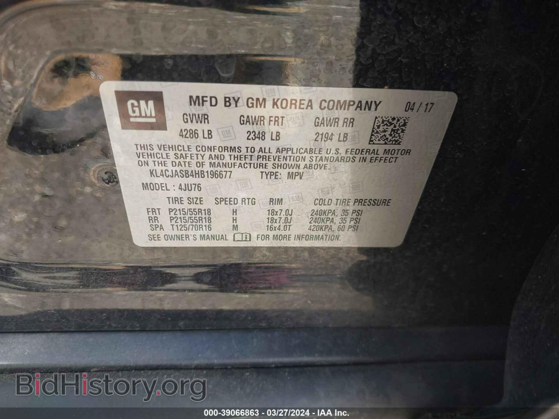 2017 BUICK ENCORE - VIN: KL4CJASB4HB196677 - Photo 9