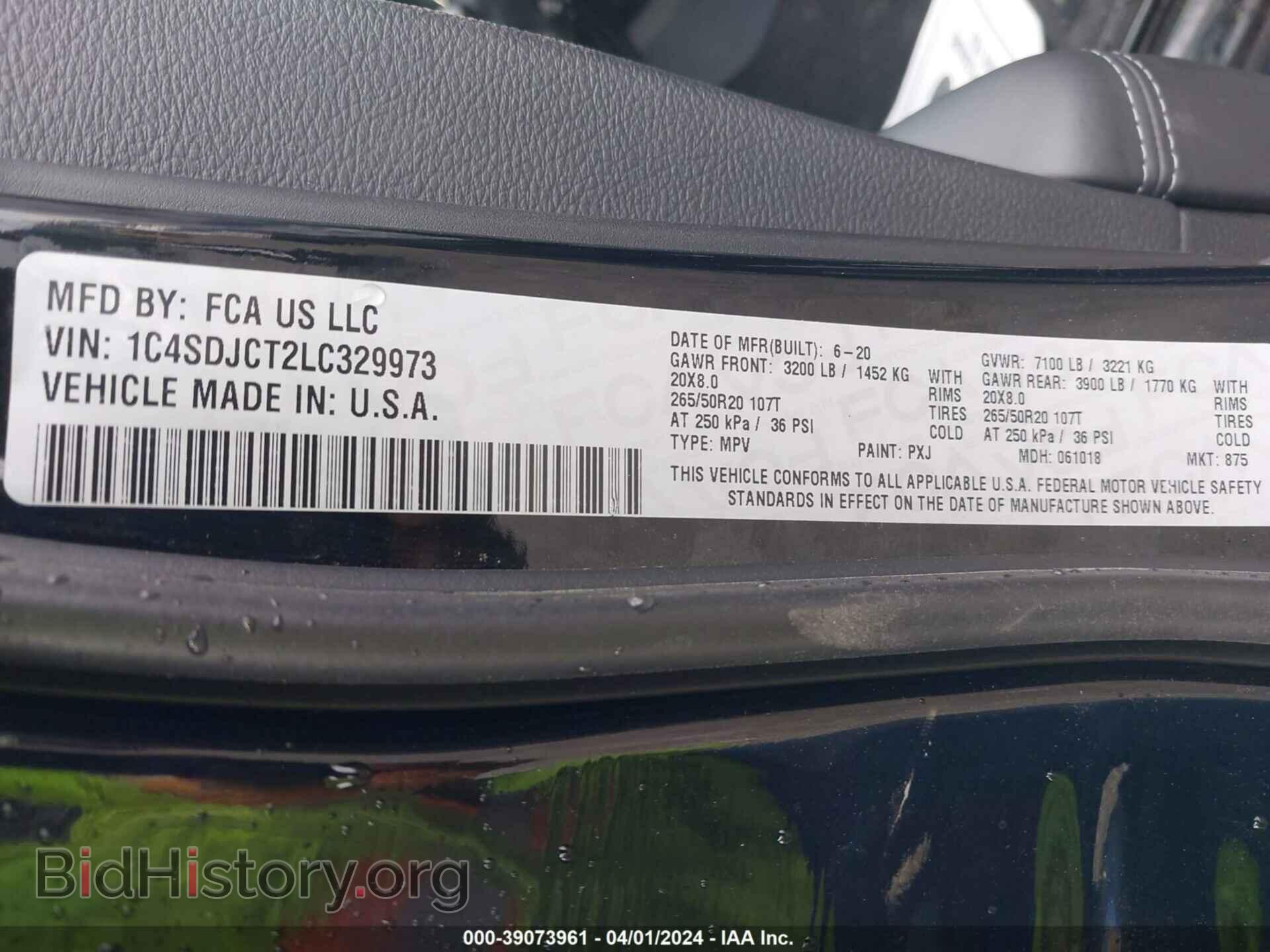 2020 DODGE DURANGO - VIN: 1C4SDJCT2LC329973 - Photo 9