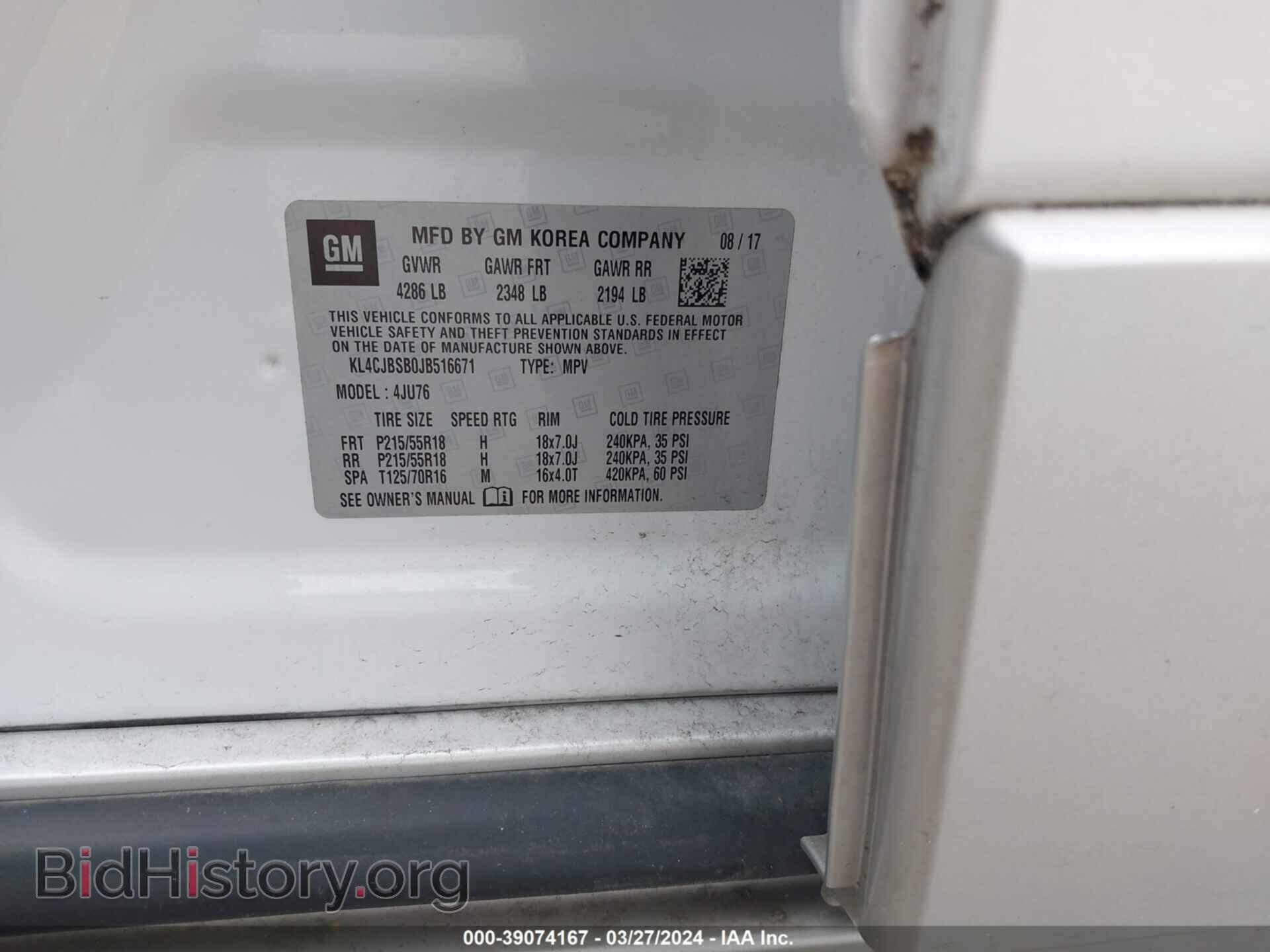 2018 BUICK ENCORE - VIN: KL4CJBSB0JB516671 - Фото 9