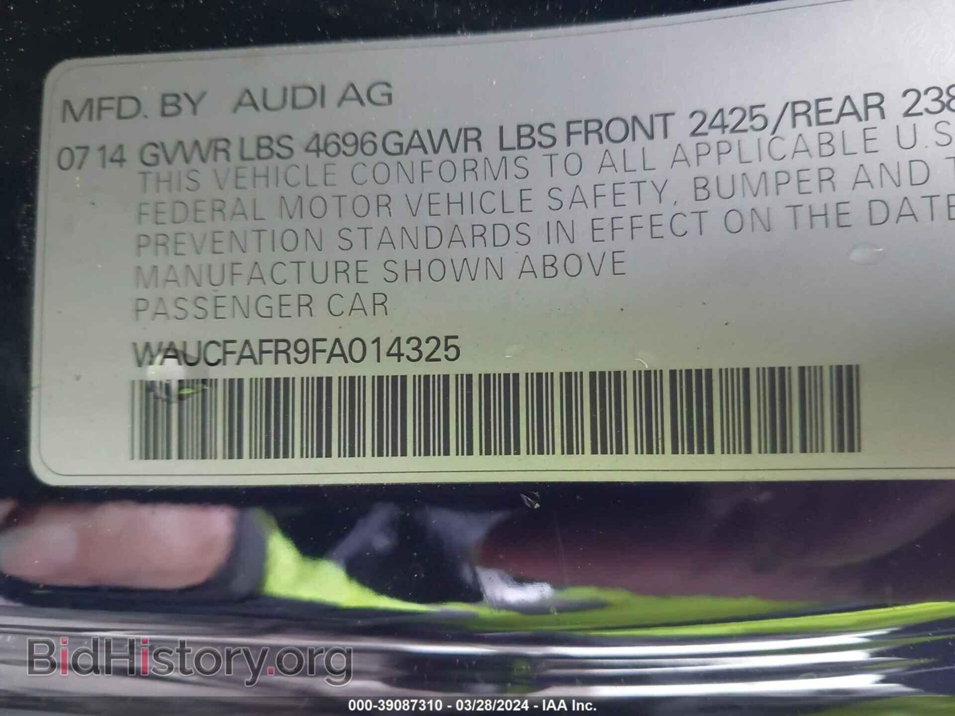 2015 AUDI A5 - VIN: WAUCFAFR9FA014325 - Фото 9