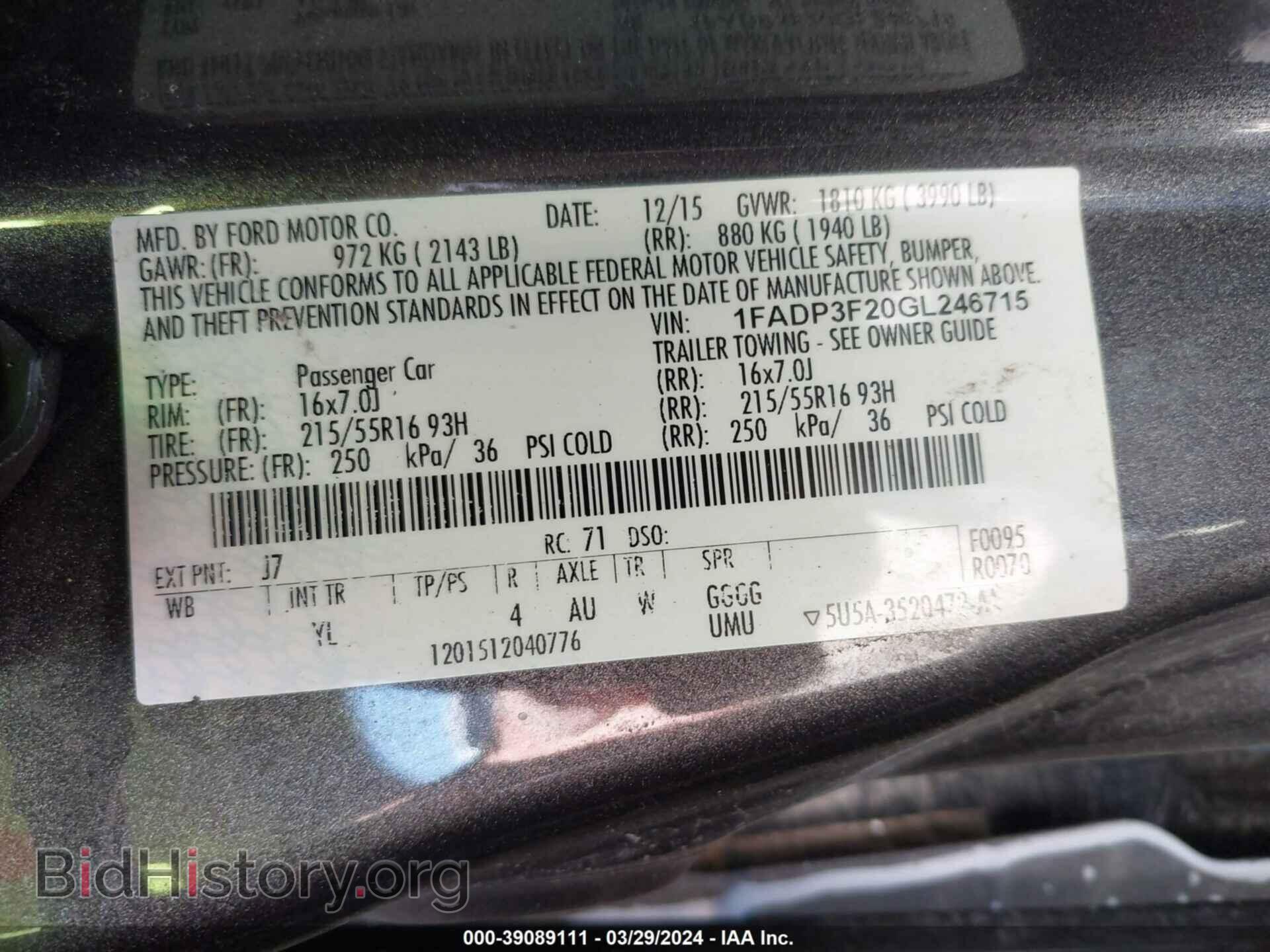 2016 FORD FOCUS - VIN: 1FADP3F20GL246715 - Фото 9