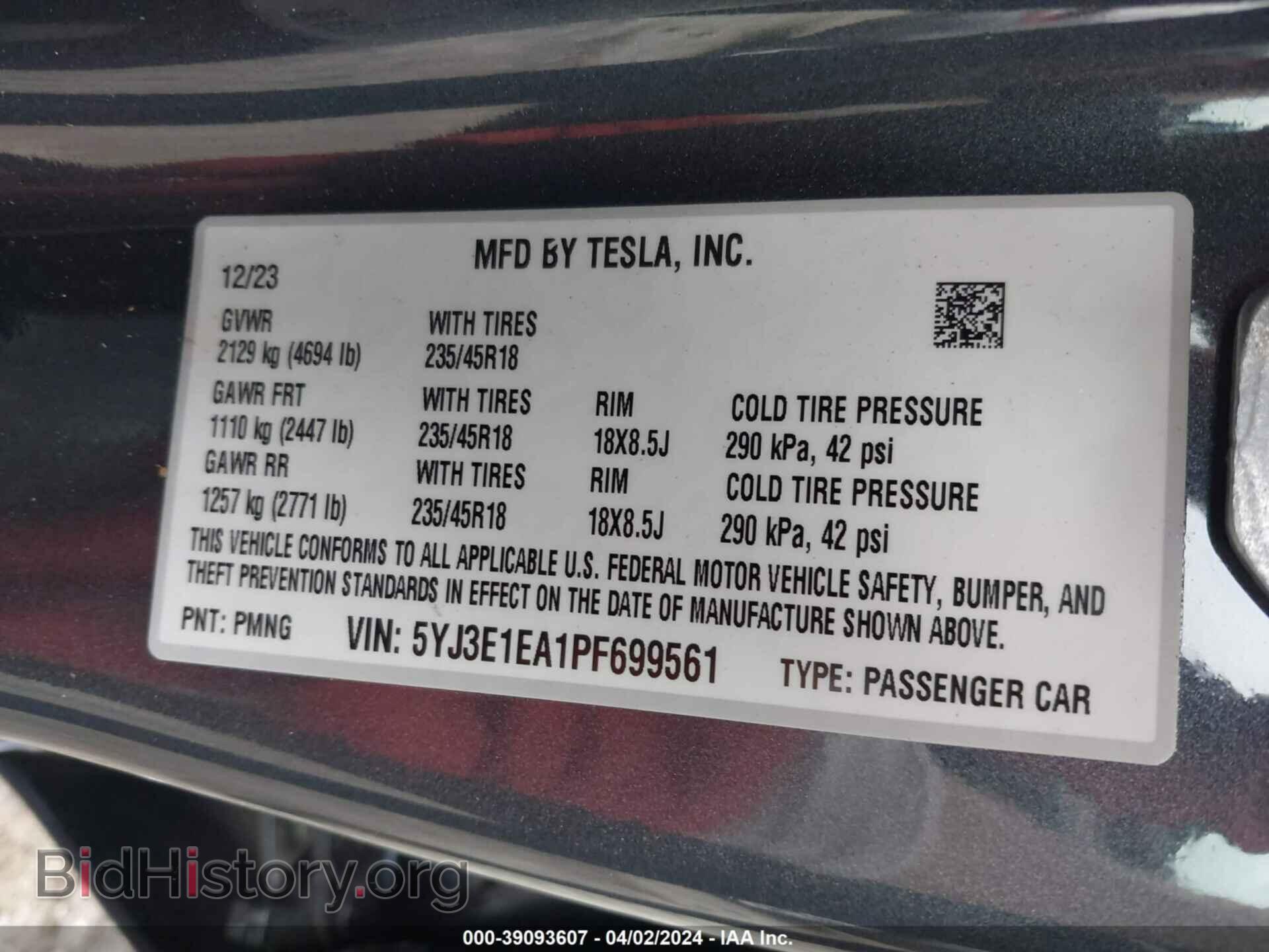 2023 TESLA MODEL 3 - VIN: 5YJ3E1EA1PF699561 - Фото 9