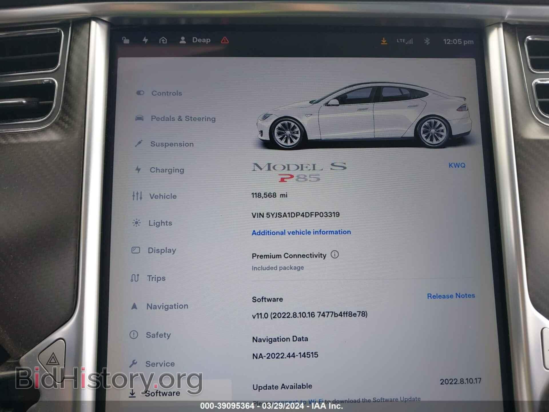 2013 TESLA MODEL S - VIN: 5YJSA1DP4DFP03319 - Фото 7