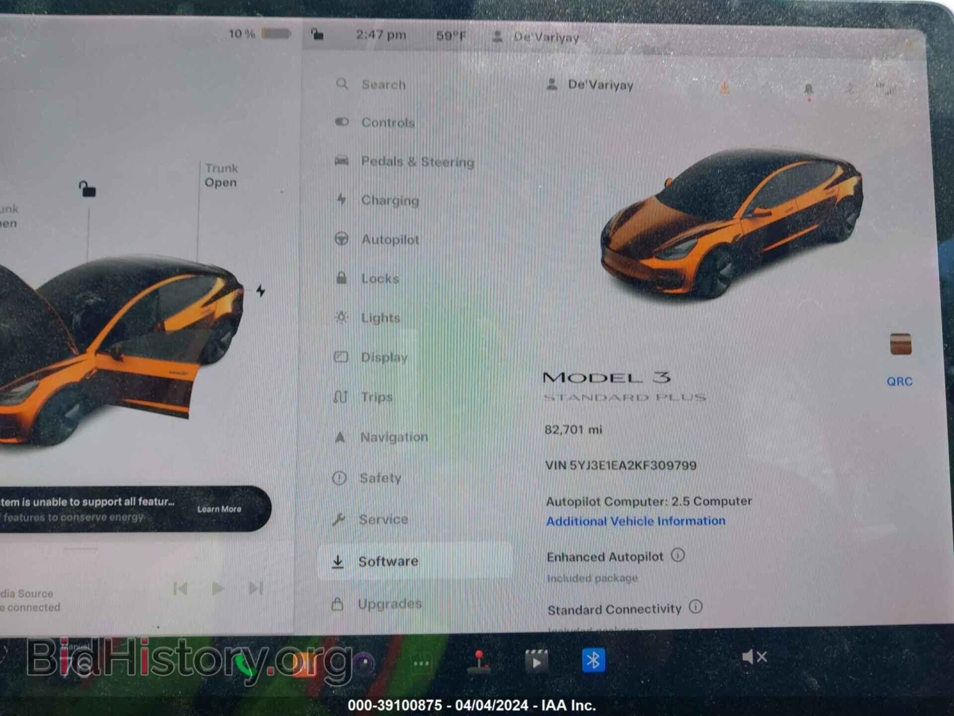 2019 TESLA MODEL 3 - VIN: 5YJ3E1EA2KF309799 - Photo 7