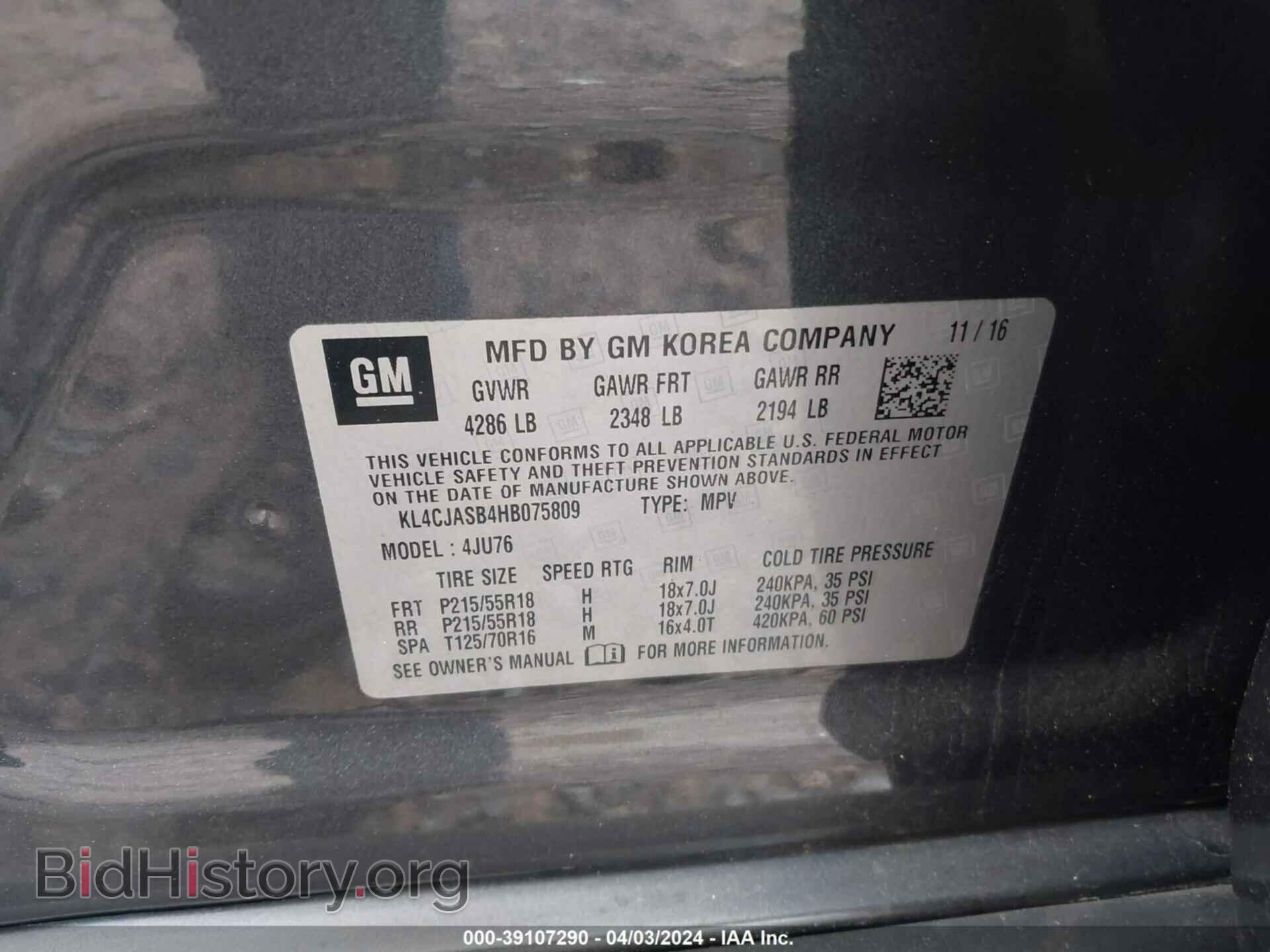 2017 BUICK ENCORE - VIN: KL4CJASB4HB075809 - Photo 9