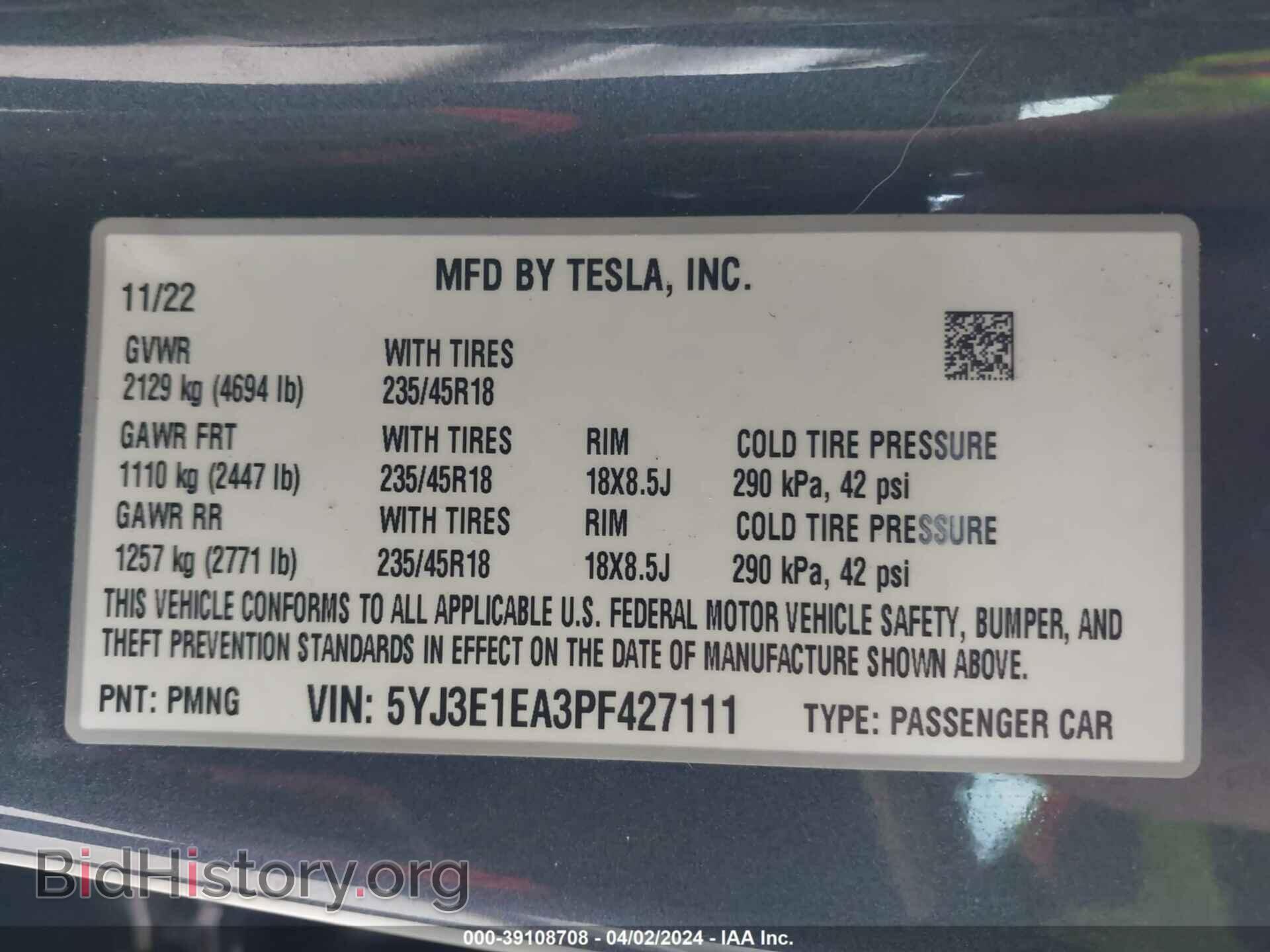 2023 TESLA MODEL 3 - VIN: 5YJ3E1EA3PF427111 - Photo 9