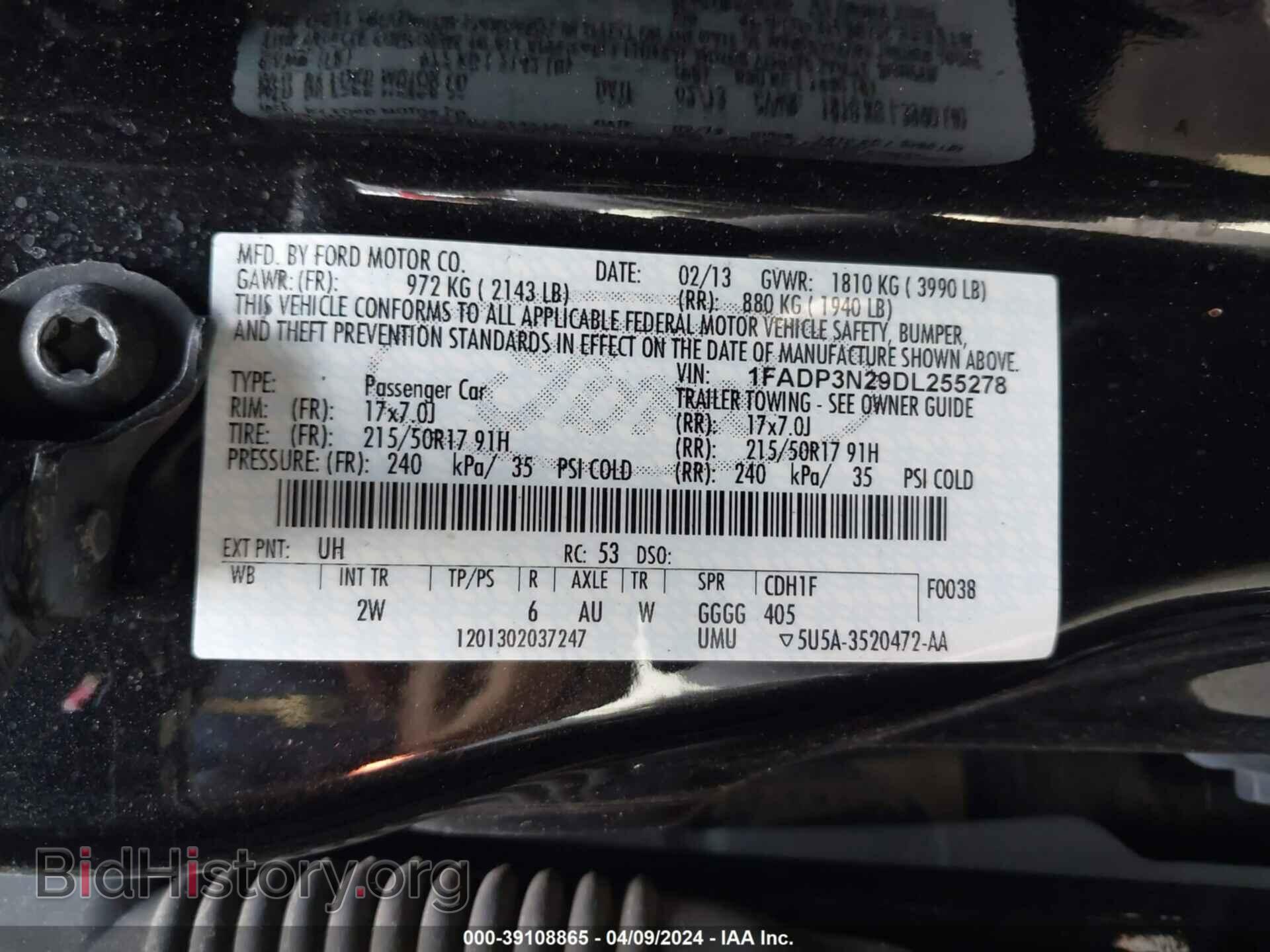 2013 FORD FOCUS - VIN: 1FADP3N29DL255278 - Фото 9