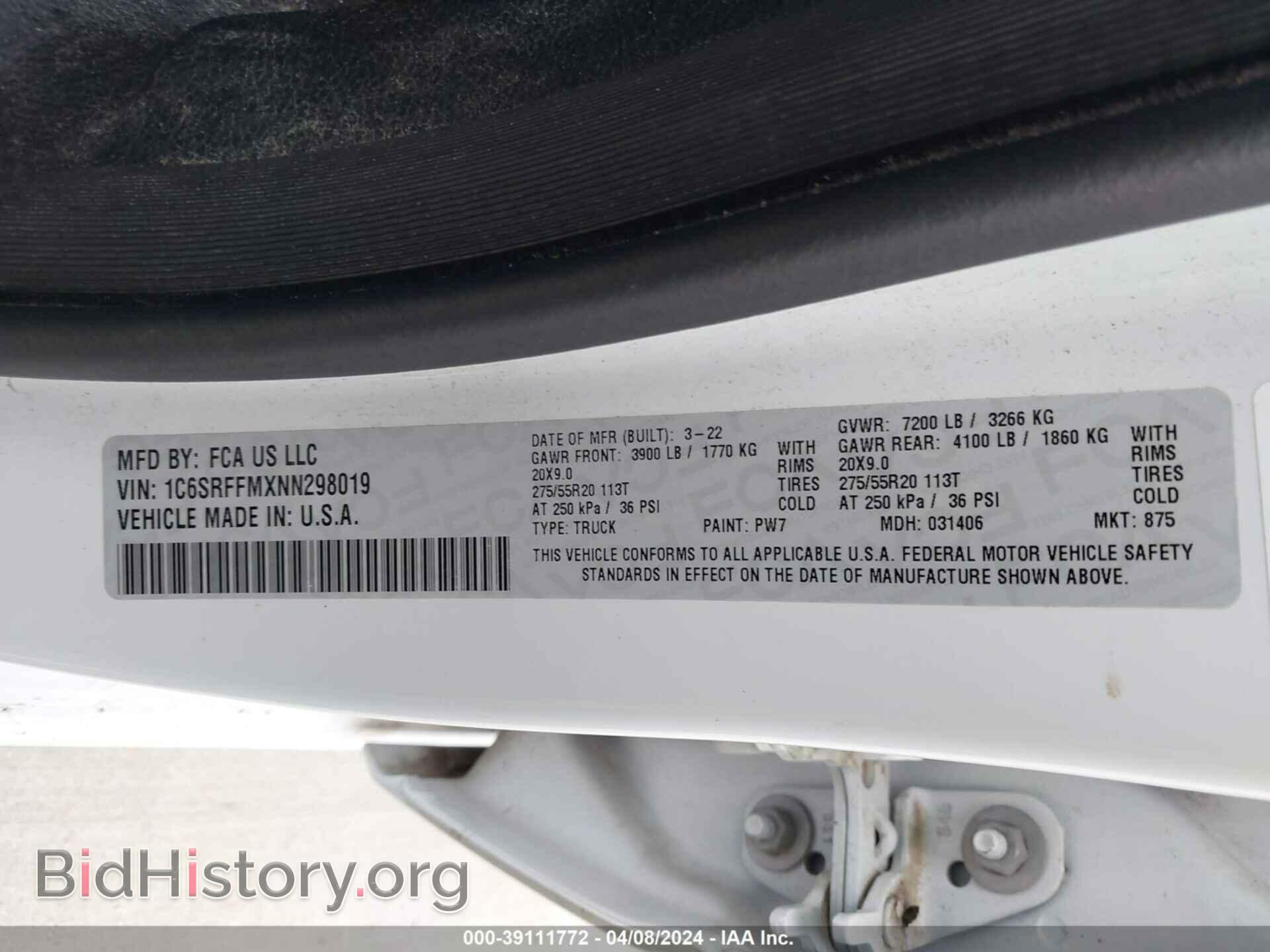 2022 RAM 1500 - VIN: 1C6SRFFMXNN298019 - Фото 9