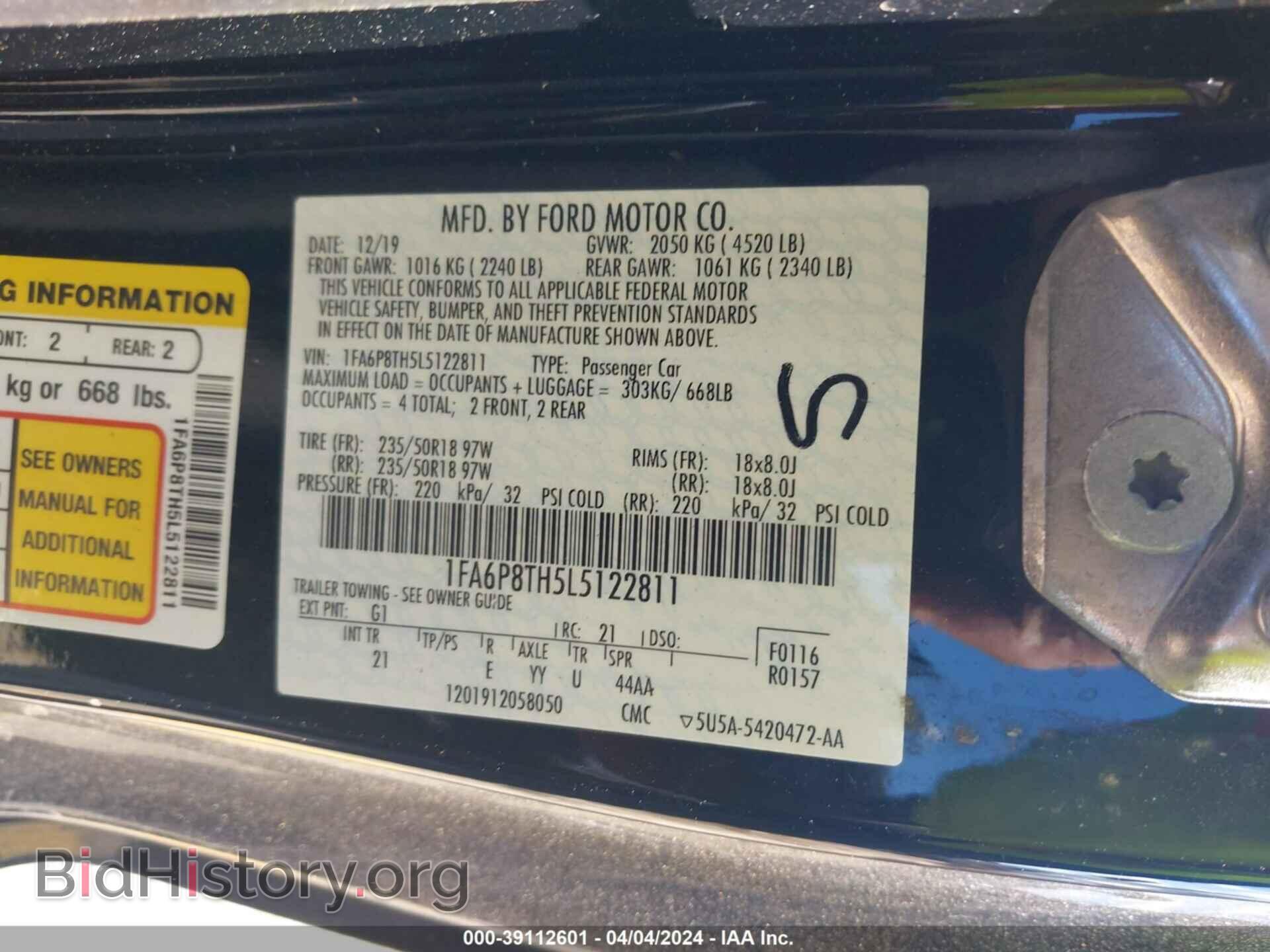 2020 FORD MUSTANG - VIN: 1FA6P8TH5L5122811 - Фото 9