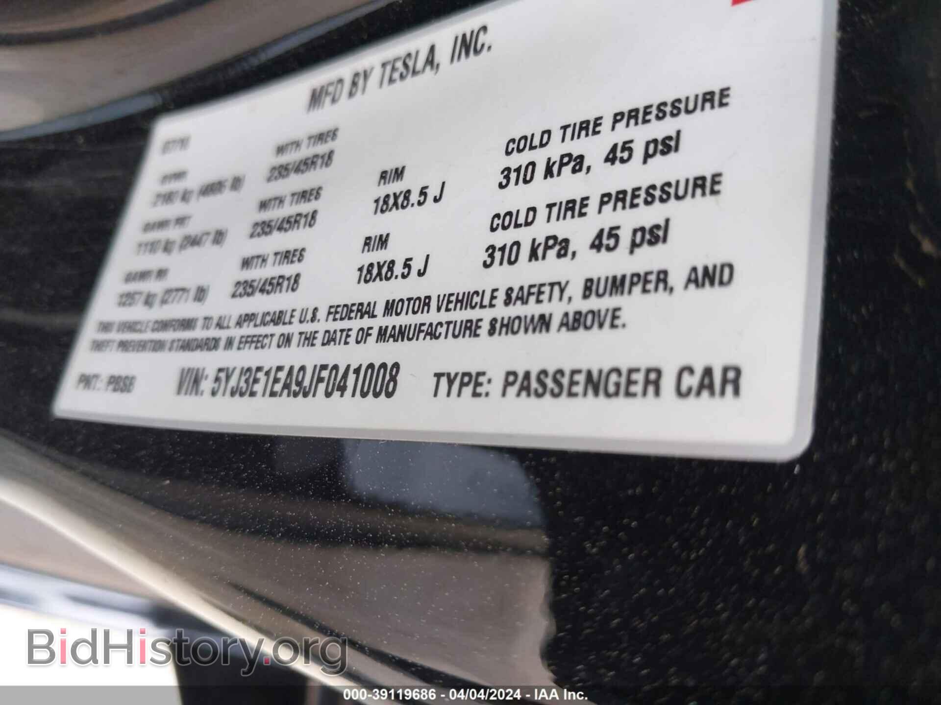 2018 TESLA MODEL 3 - VIN: 5YJ3E1EA9JF041008 - Фото 9