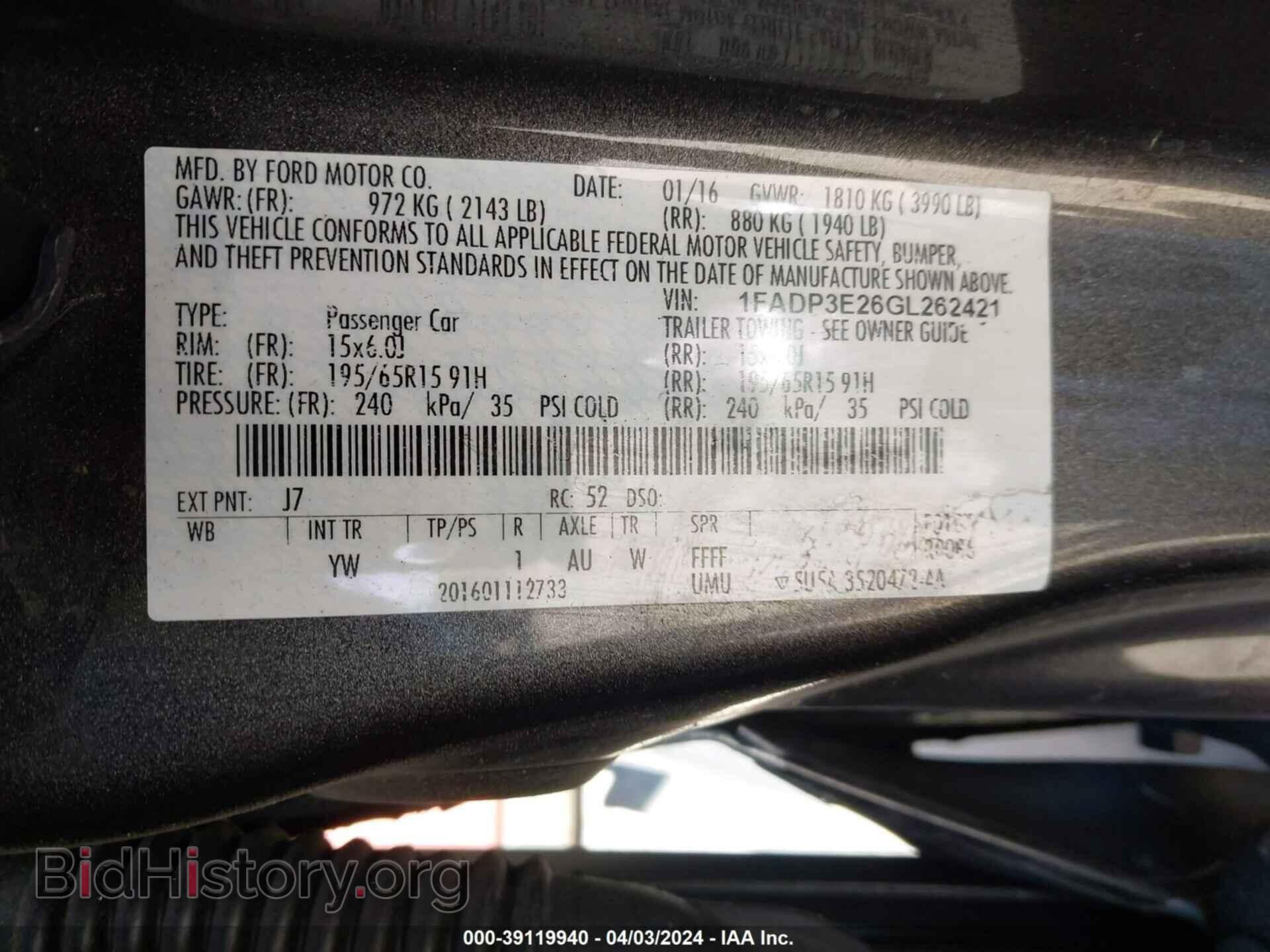 2016 FORD FOCUS - VIN: 1FADP3E26GL262421 - Фото 9