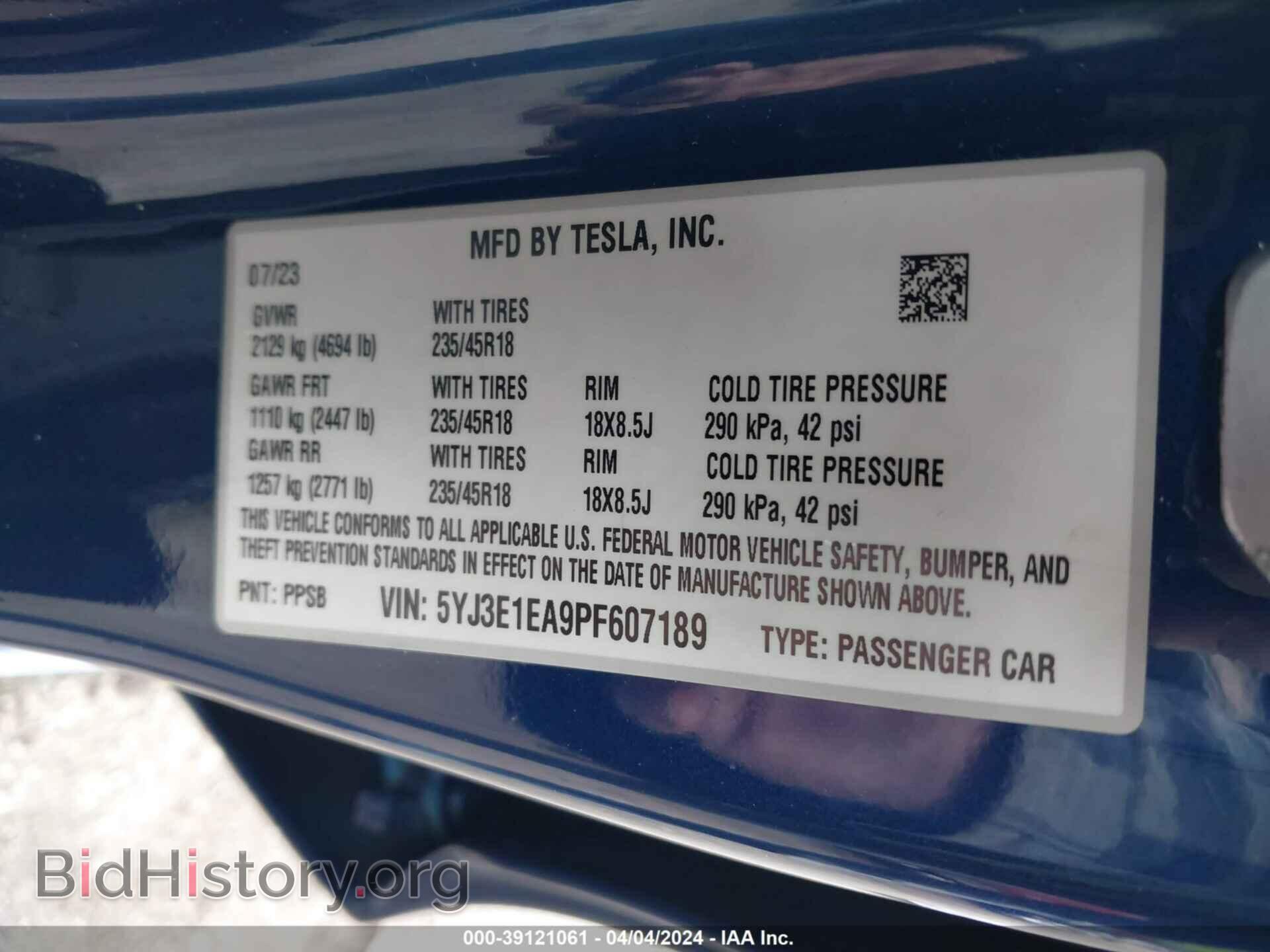 2023 TESLA MODEL 3 - VIN: 5YJ3E1EA9PF607189 - Фото 9
