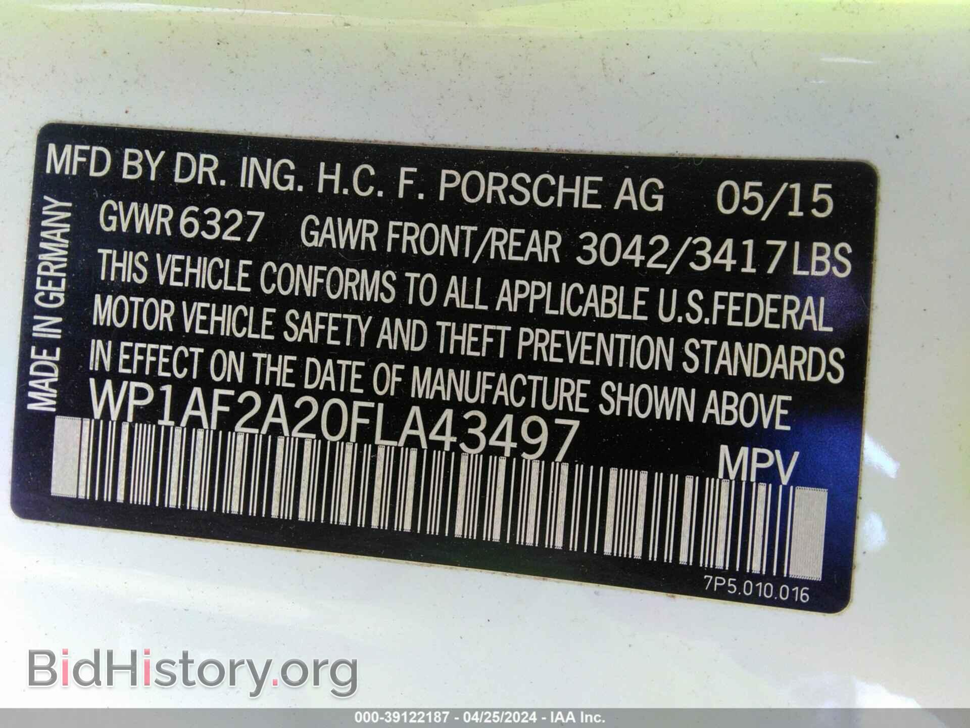 2015 PORSCHE CAYENNE - VIN: WP1AF2A20FLA43497 - Фото 9