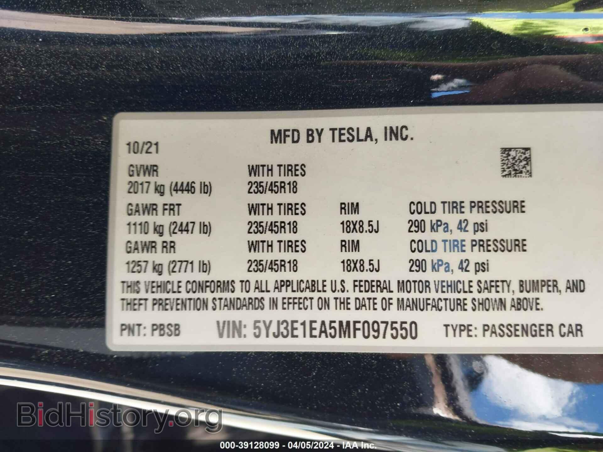 2021 TESLA MODEL 3 - VIN: 5YJ3E1EA5MF097550 - Photo 9