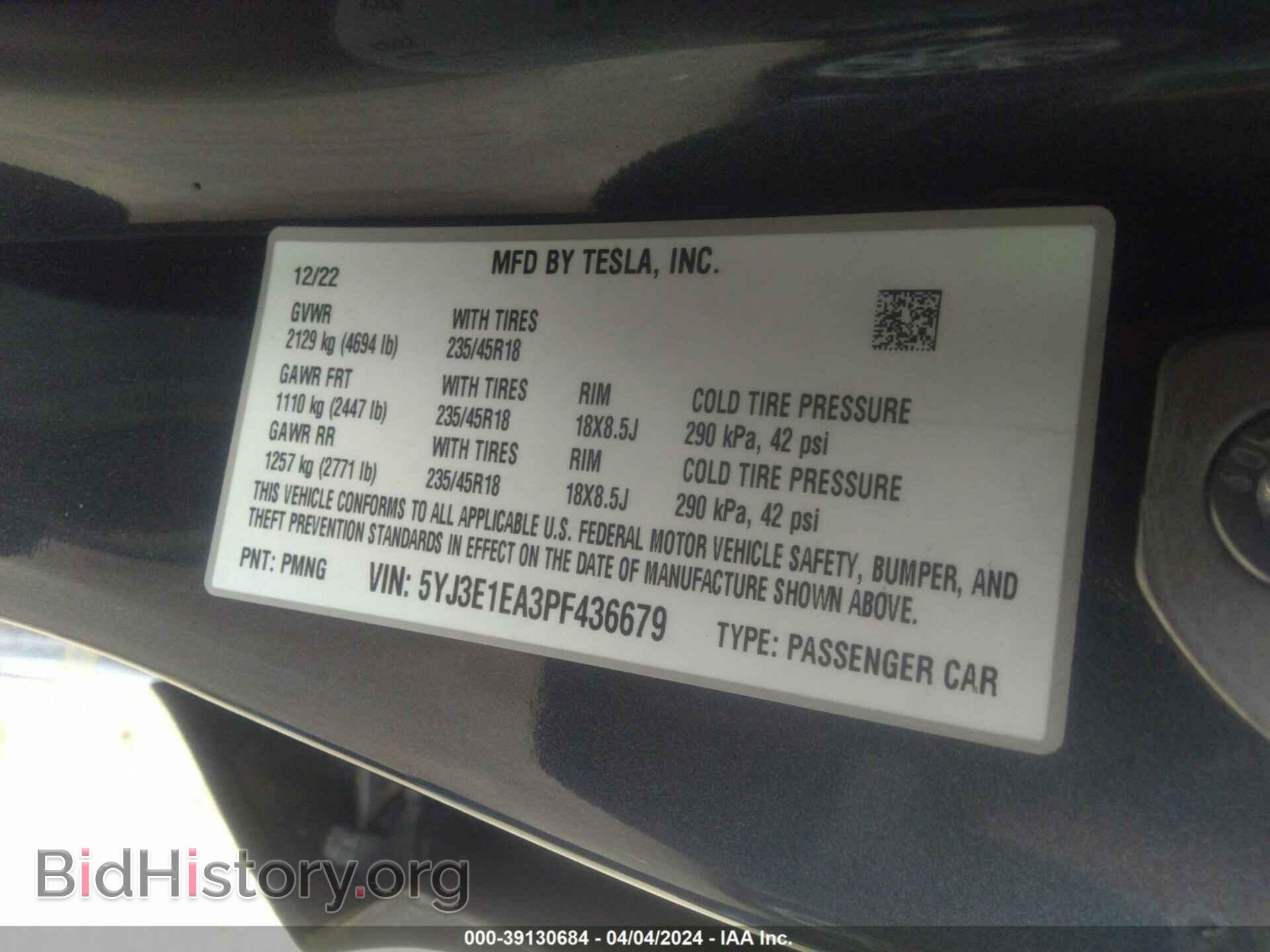 2023 TESLA MODEL 3 - VIN: 5YJ3E1EA3PF436679 - Фото 9