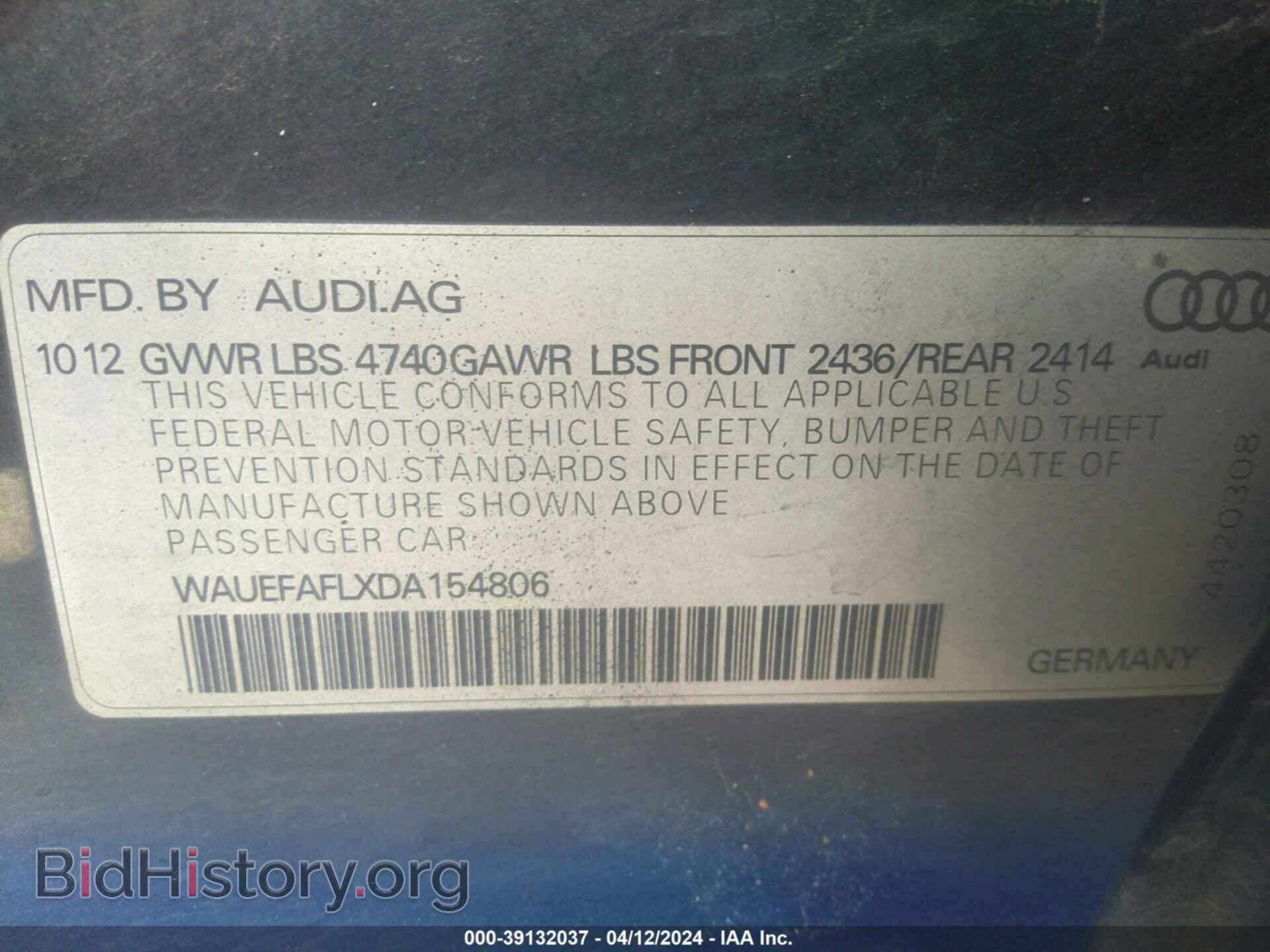 2013 AUDI A4 - VIN: WAUEFAFLXDA154806 - Фото 9