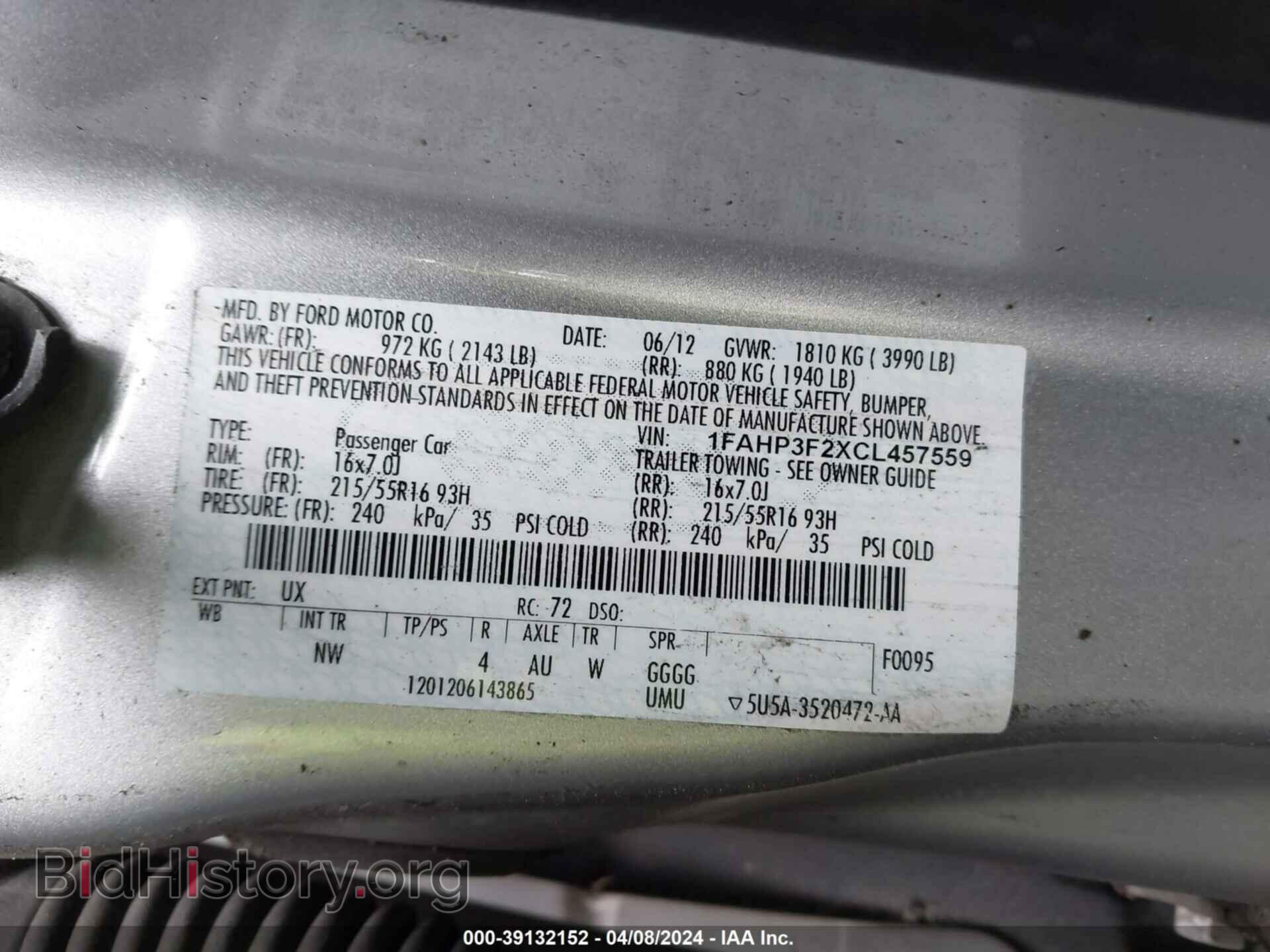 2012 FORD FOCUS - VIN: 1FAHP3F2XCL457559 - Photo 9