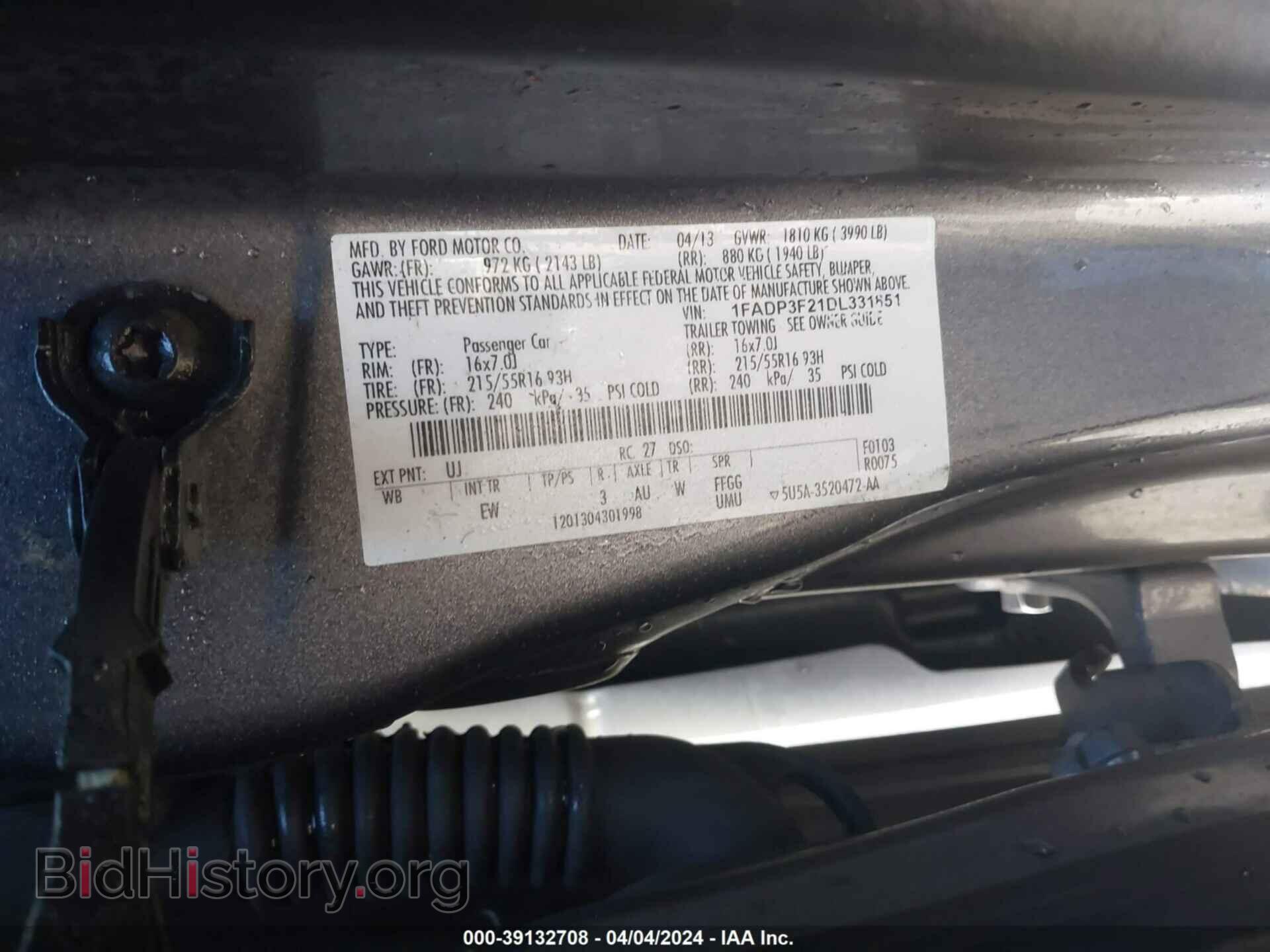 2013 FORD FOCUS - VIN: 1FADP3F21DL331851 - Фото 9