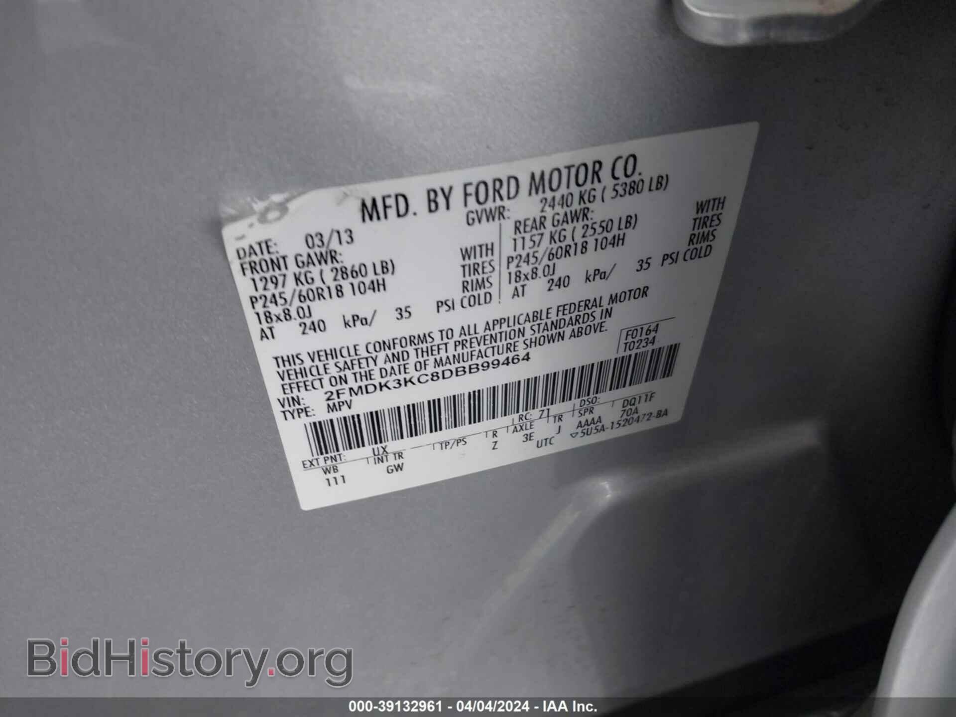 2013 FORD EDGE - VIN: 2FMDK3KC8DBB99464 - Photo 9