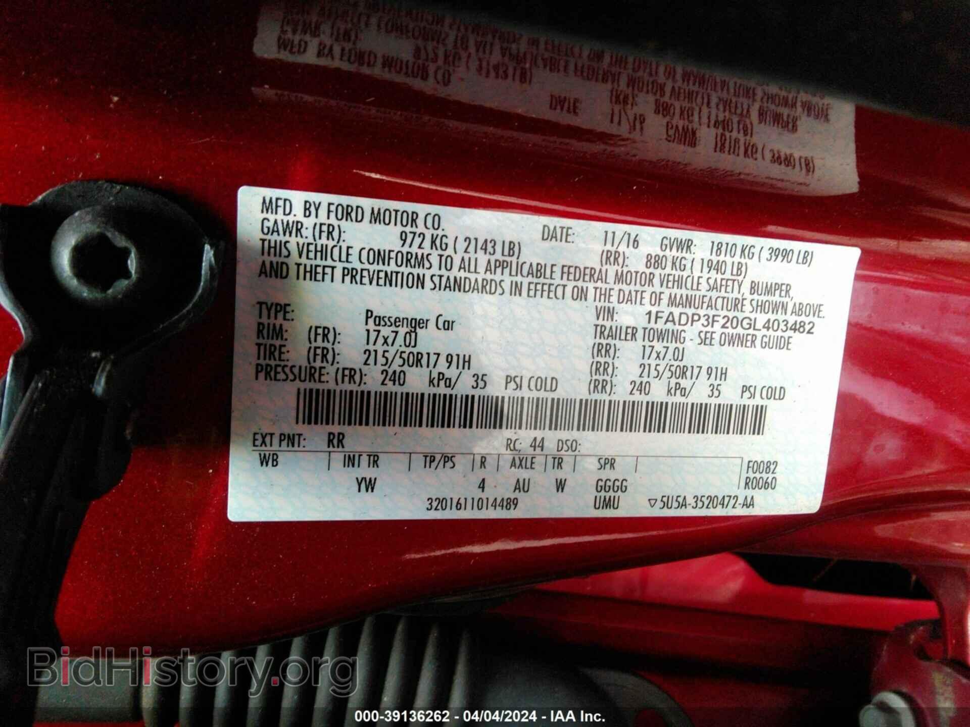 2016 FORD FOCUS - VIN: 1FADP3F20GL403482 - Фото 9
