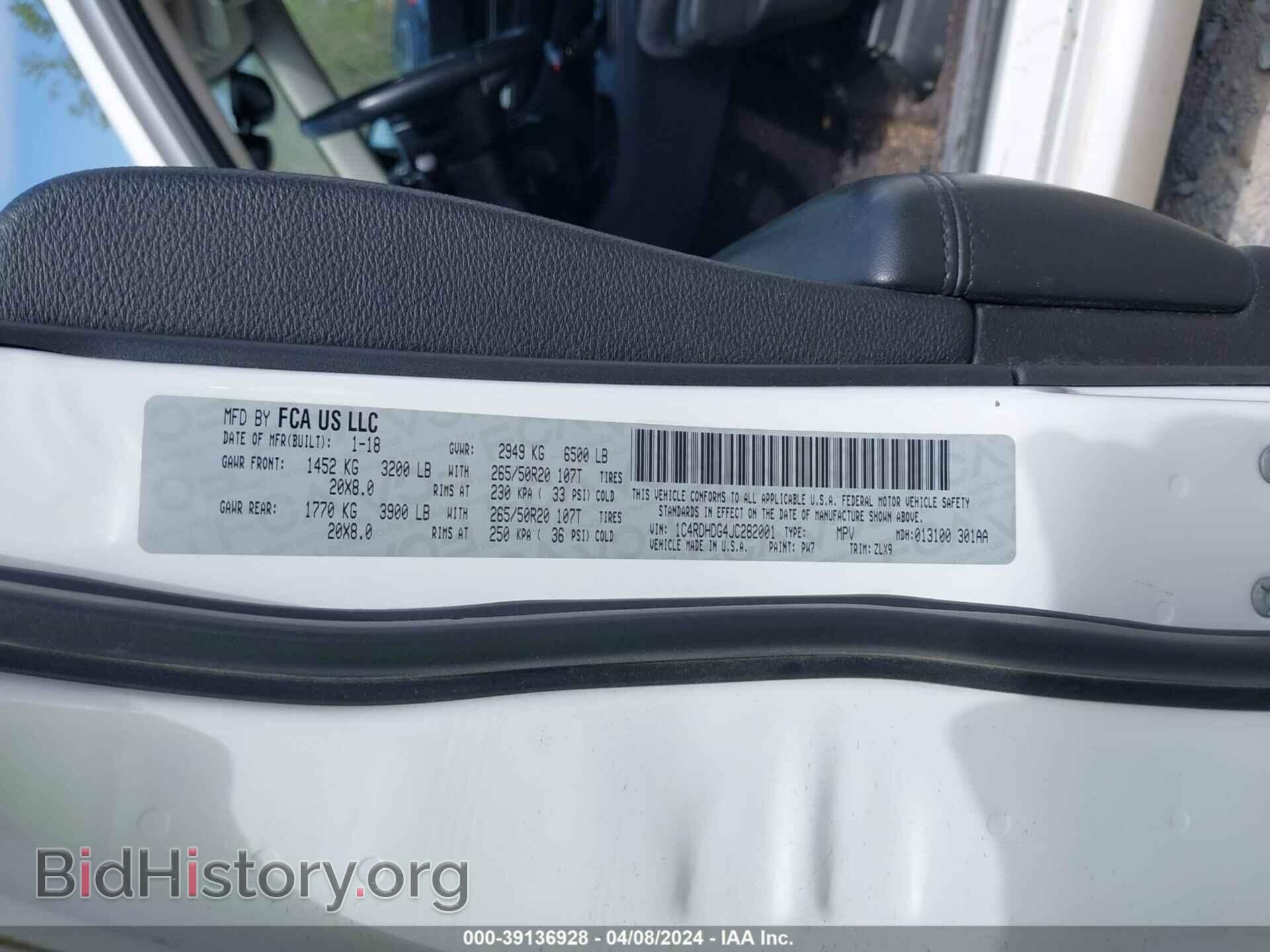 2018 DODGE DURANGO - VIN: 1C4RDHDG4JC282001 - Фото 9