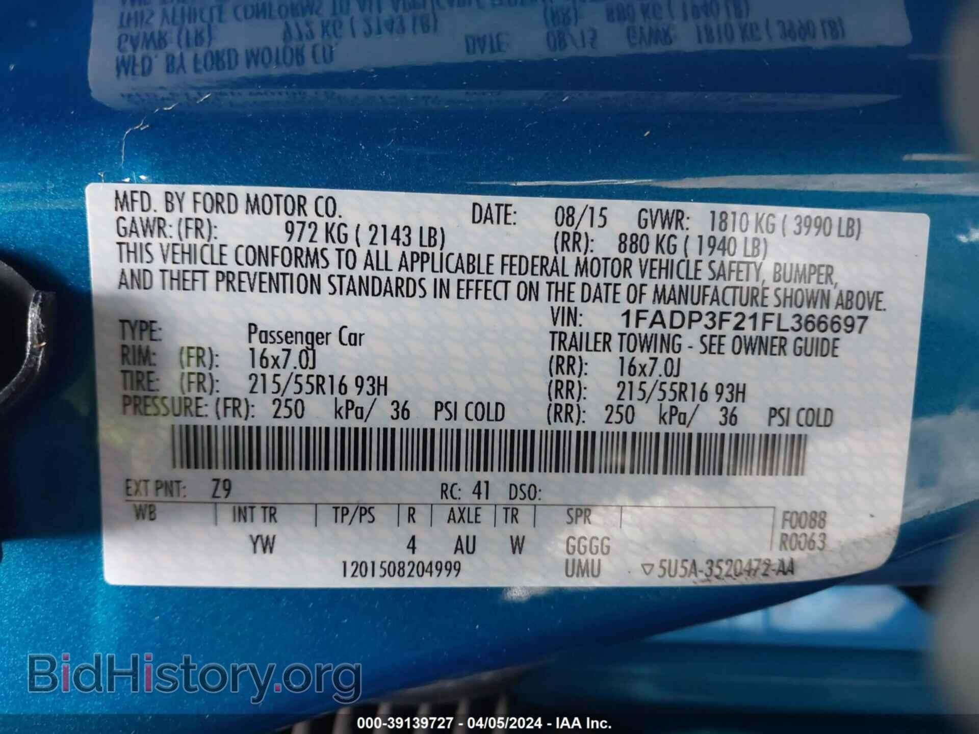 2015 FORD FOCUS - VIN: 1FADP3F21FL366697 - Фото 9