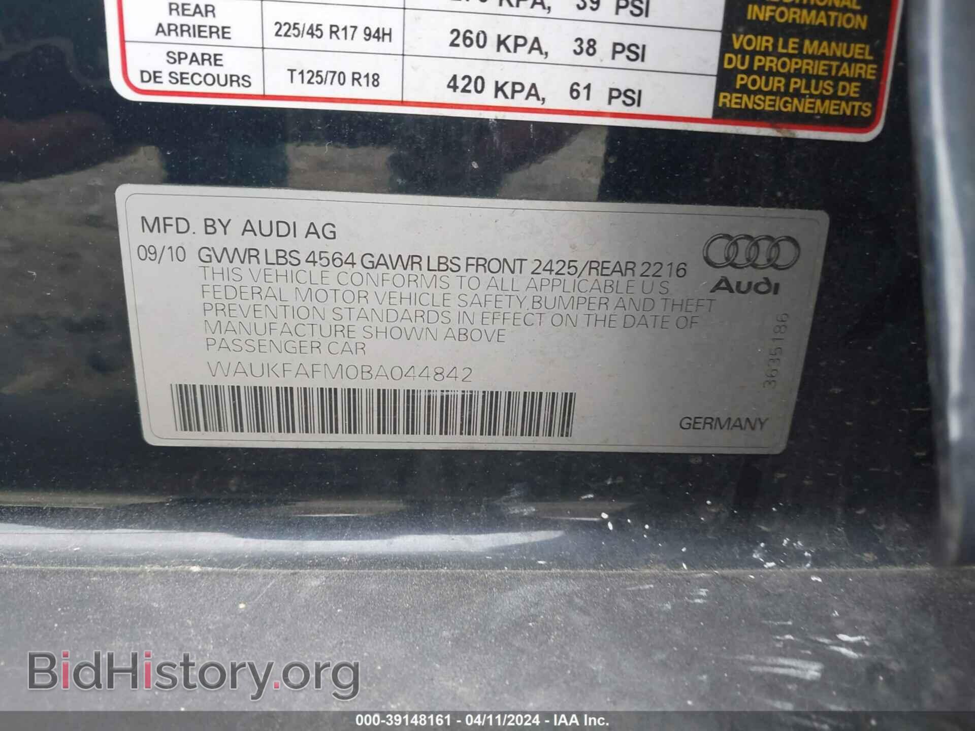 2011 AUDI A3 - VIN: WAUKFAFM0BA044842 - Фото 9