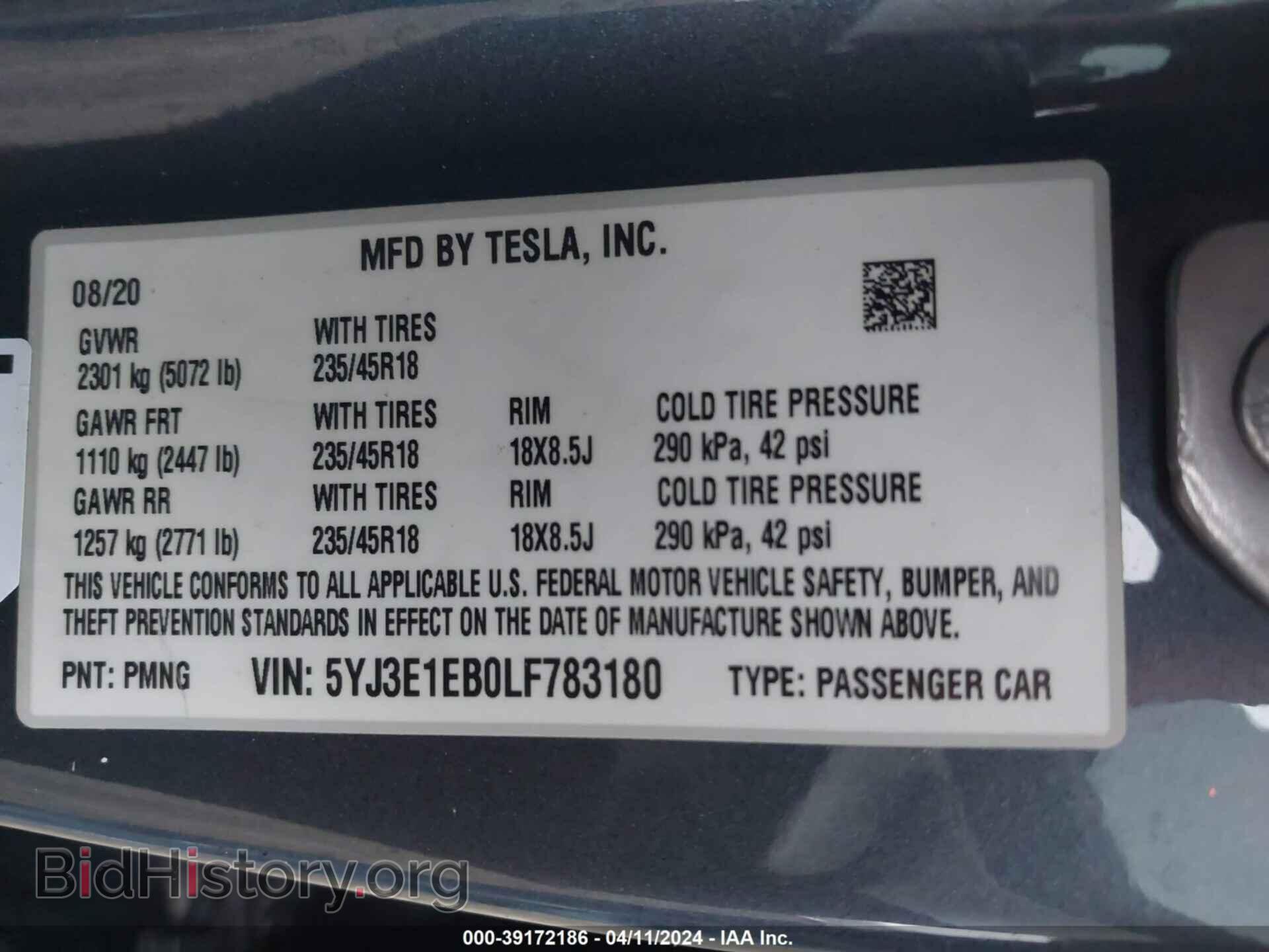 2020 TESLA MODEL 3 - VIN: 5YJ3E1EB0LF783180 - Фото 9