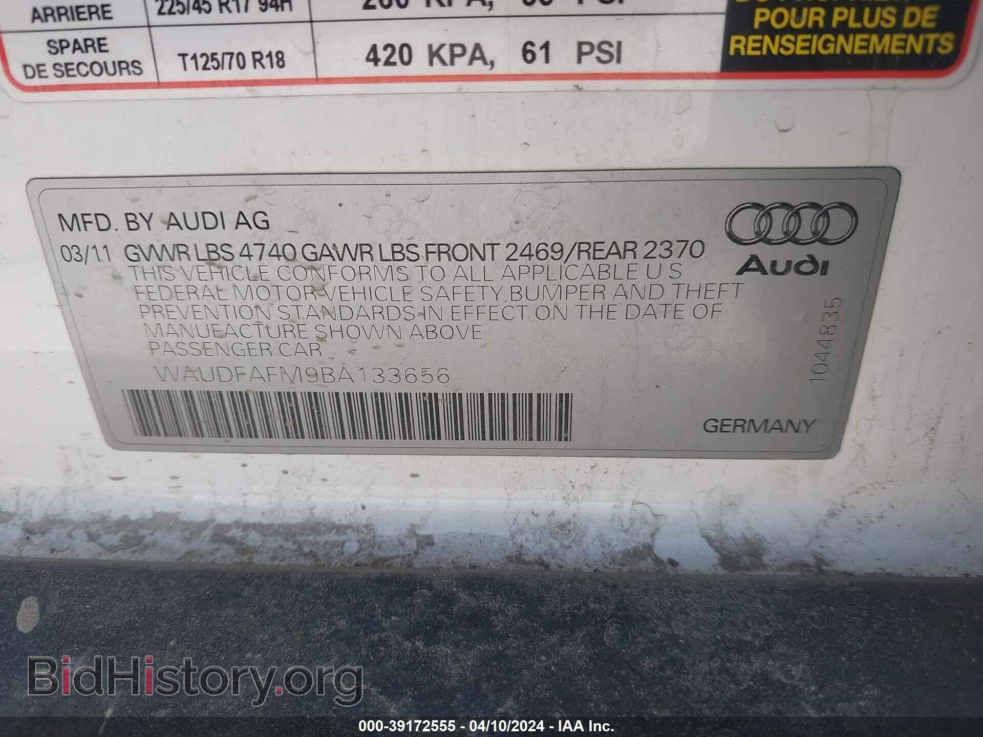2011 AUDI A3 - VIN: WAUDFAFM9BA133656 - Фото 9