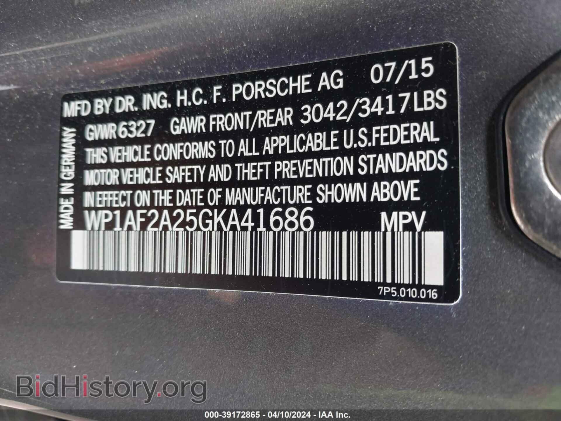 2016 PORSCHE CAYENNE - VIN: WP1AF2A25GKA41686 - Фото 9