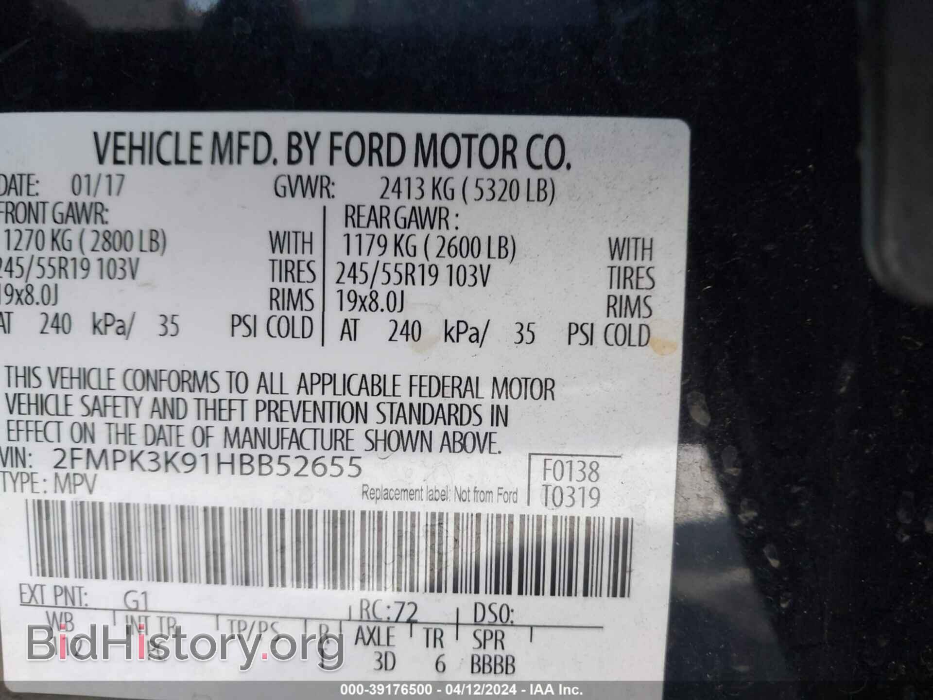 2017 FORD EDGE - VIN: 2FMPK3K91HBB52655 - Photo 9