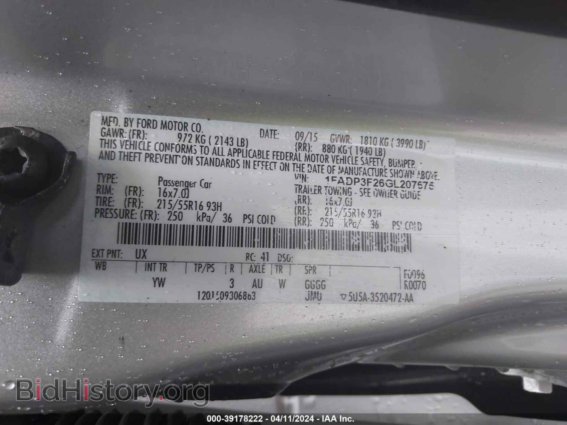 2016 FORD FOCUS - VIN: 1FADP3F26GL207675 - Фото 9