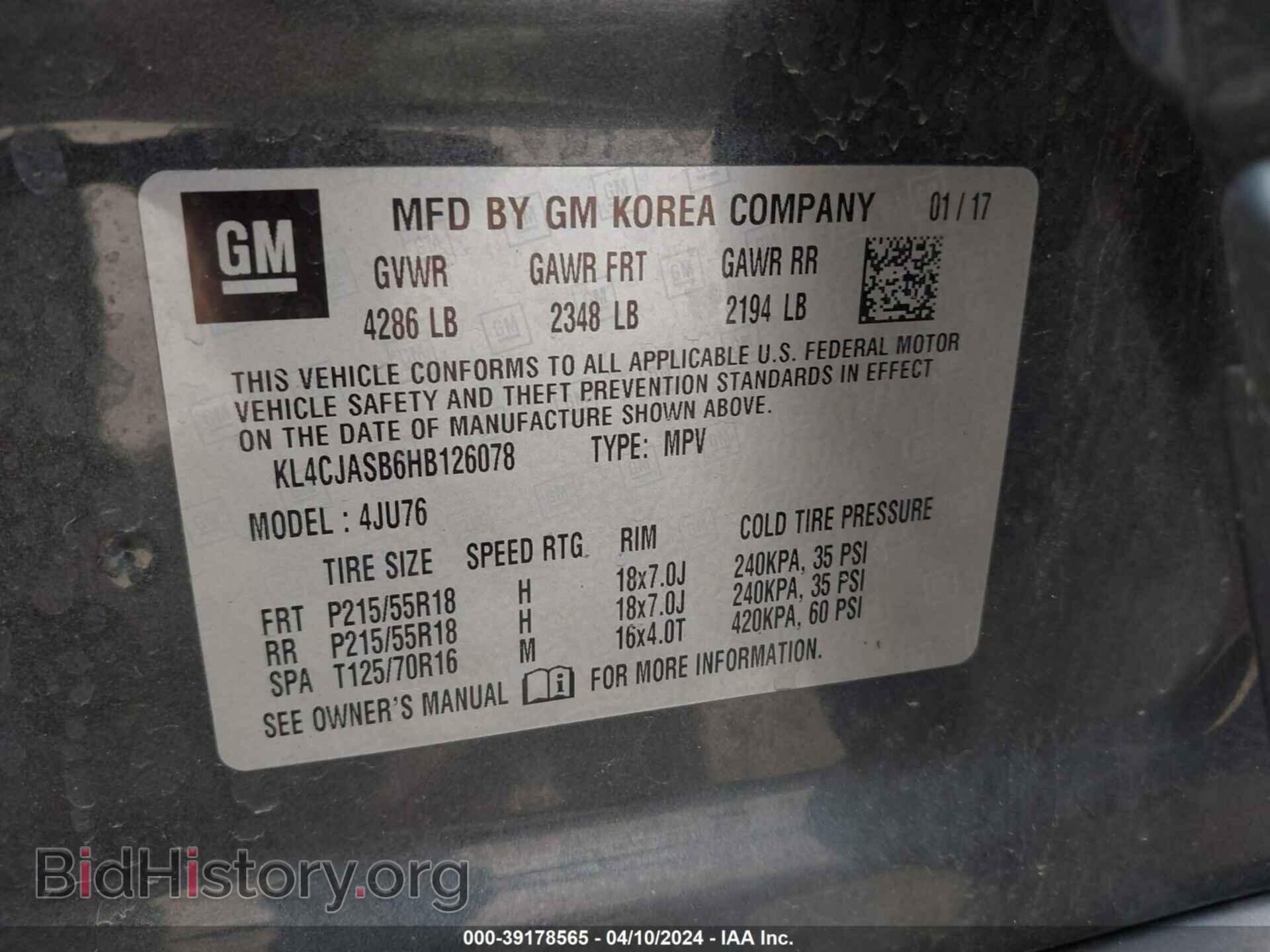 2017 BUICK ENCORE - VIN: KL4CJASB6HB126078 - Photo 9