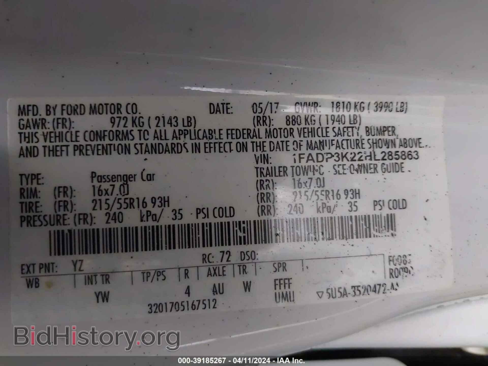 2017 FORD FOCUS - VIN: 1FADP3K22HL285863 - Фото 9