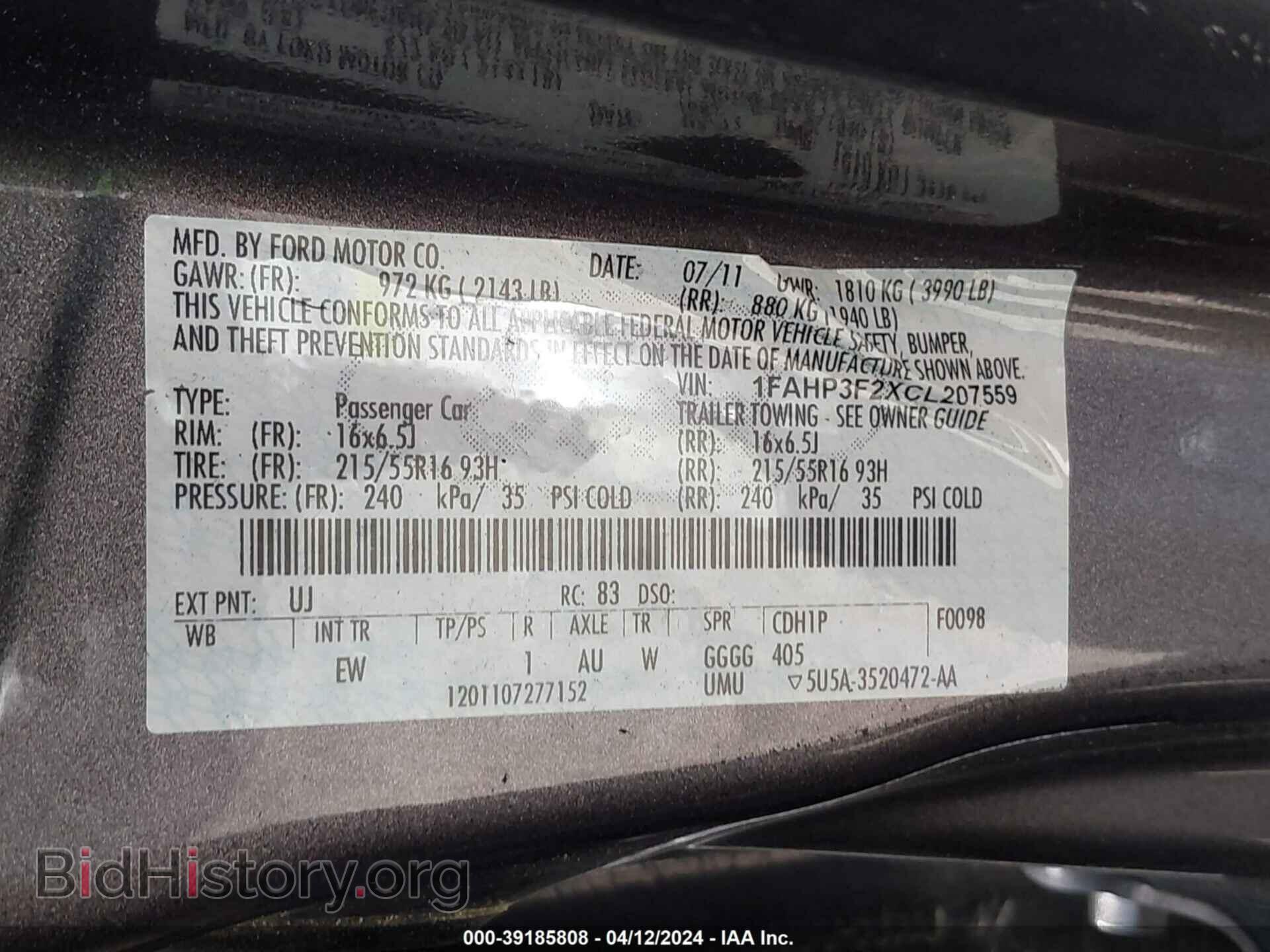 2012 FORD FOCUS - VIN: 1FAHP3F2XCL207559 - Фото 9