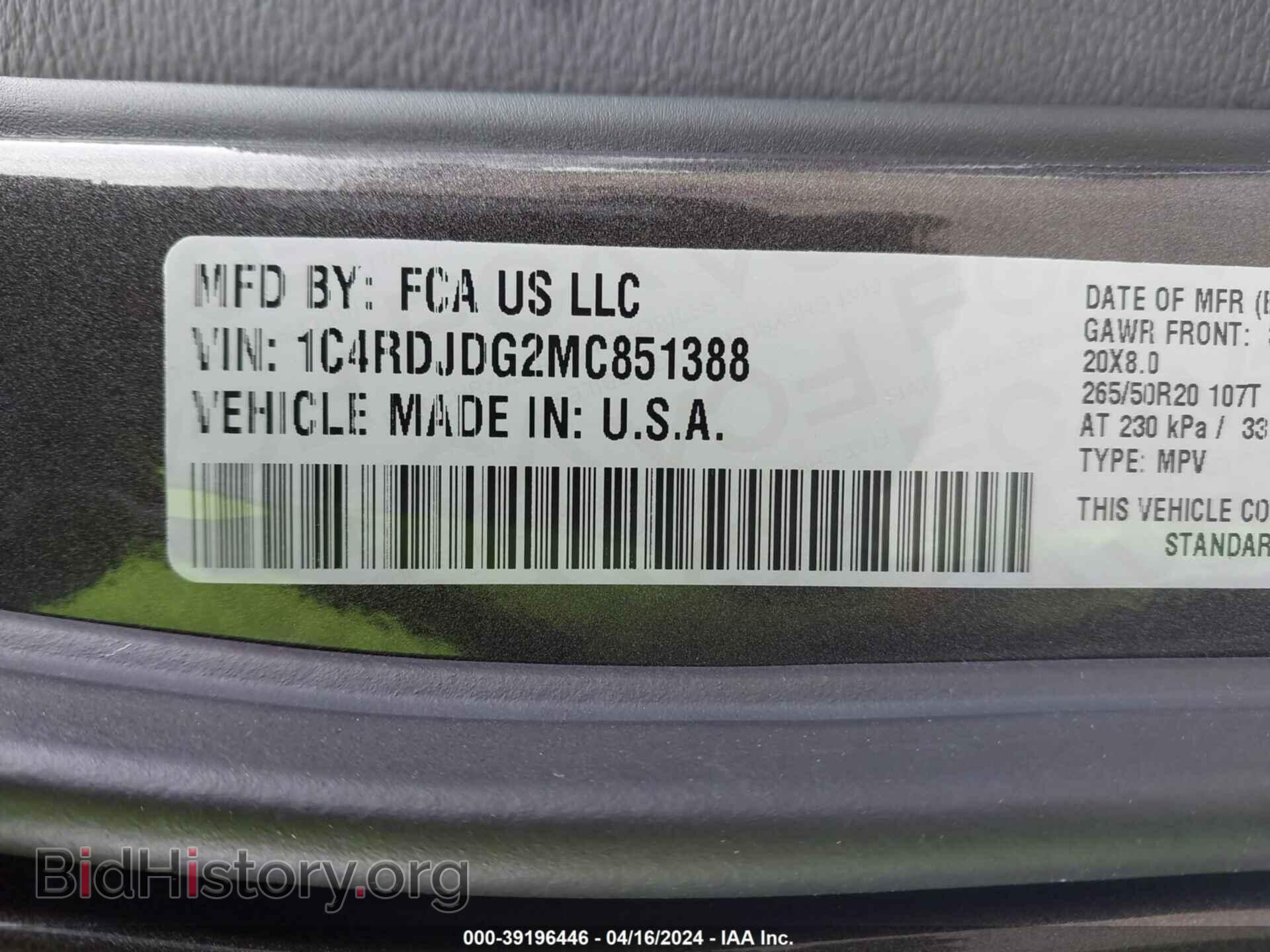 2021 DODGE DURANGO - VIN: 1C4RDJDG2MC851388 - Photo 9