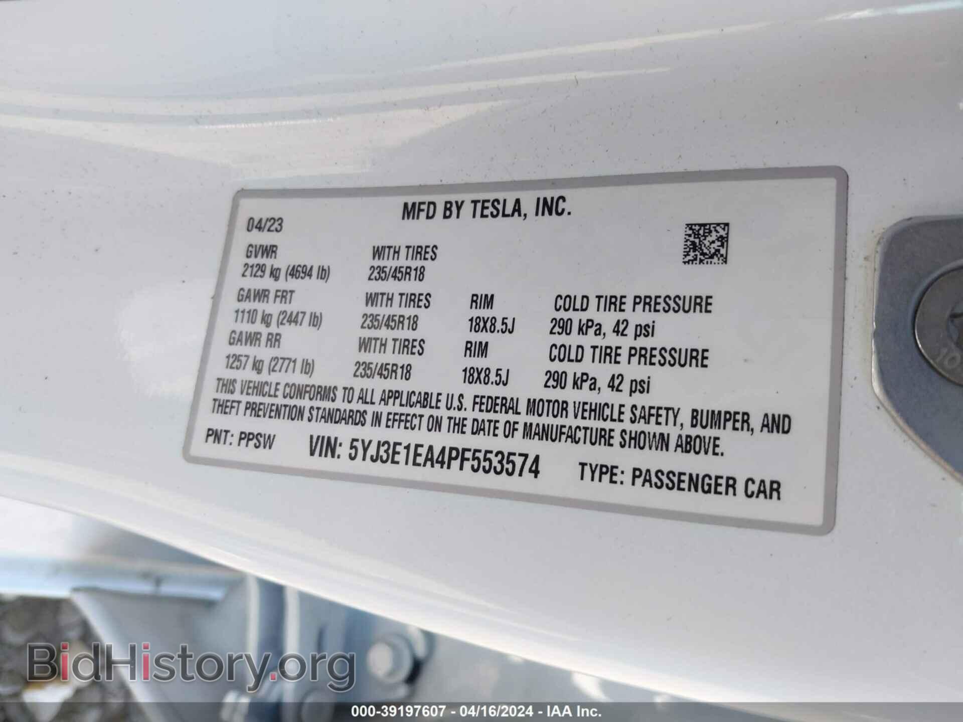 2023 TESLA MODEL 3 - VIN: 5YJ3E1EA4PF553574 - Фото 9