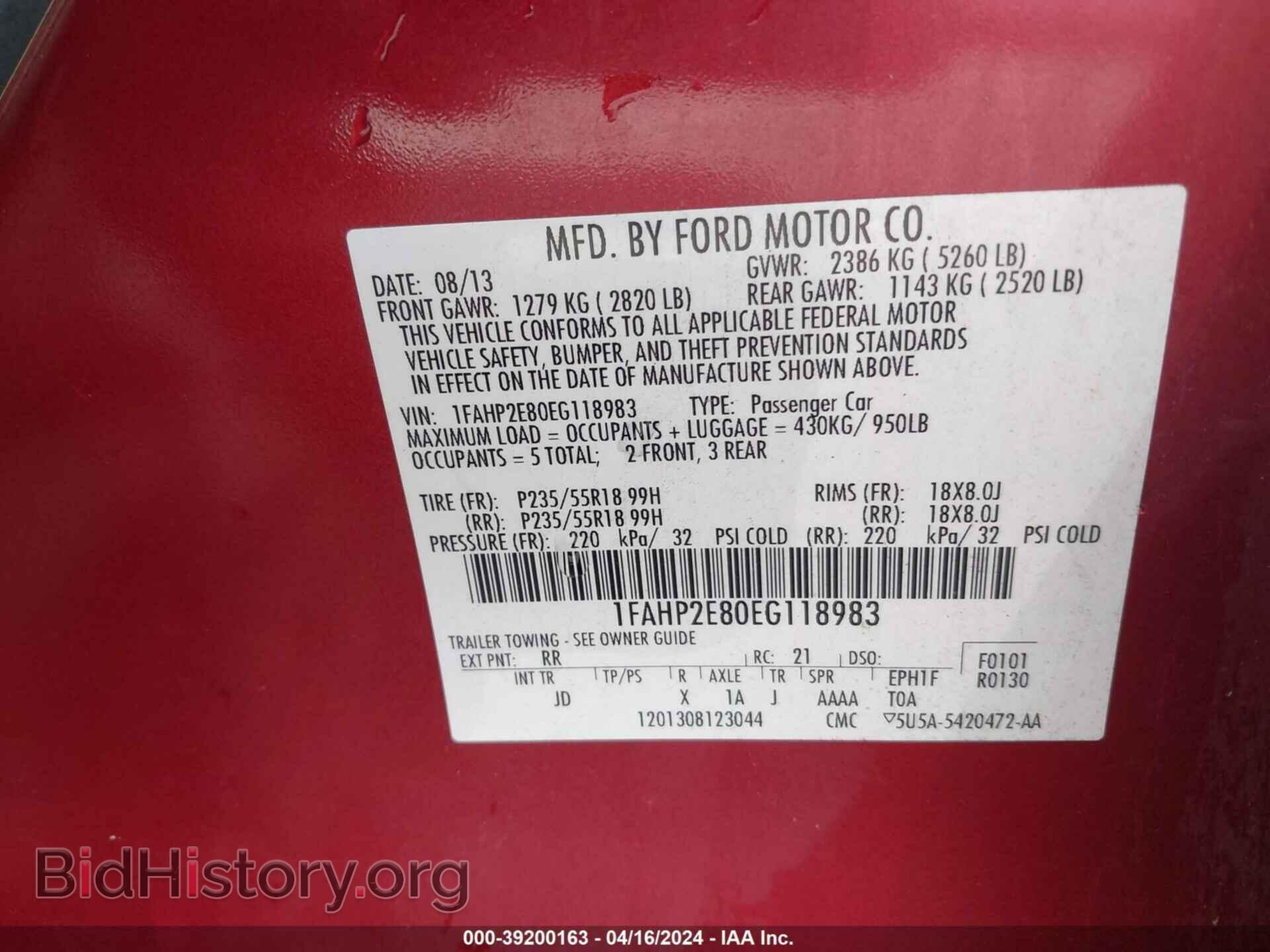 2014 FORD TAURUS - VIN: 1FAHP2E80EG118983 - Фото 9