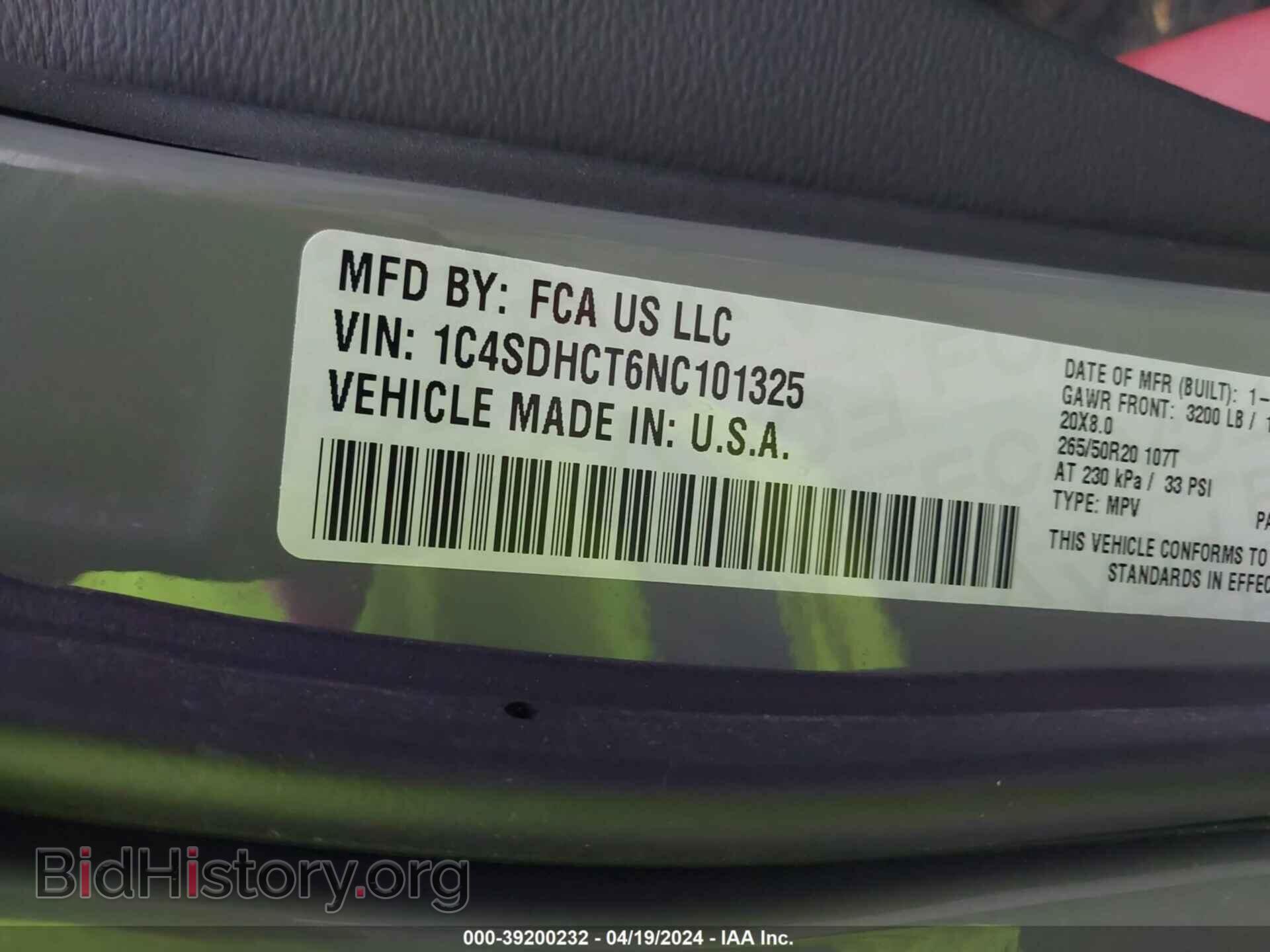 2022 DODGE DURANGO - VIN: 1C4SDHCT6NC101325 - Фото 9