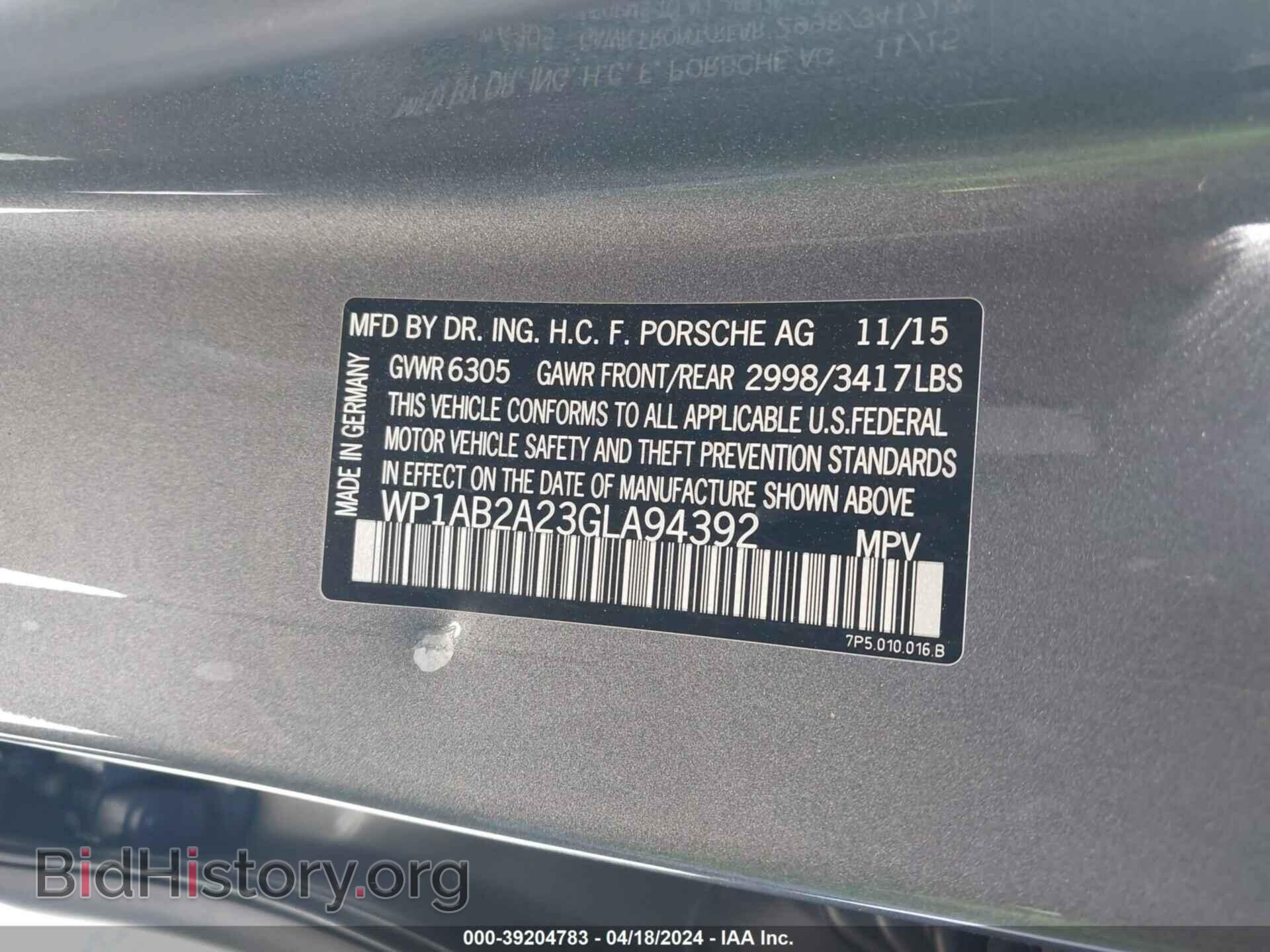 2016 PORSCHE CAYENNE - VIN: WP1AB2A23GLA94392 - Фото 9