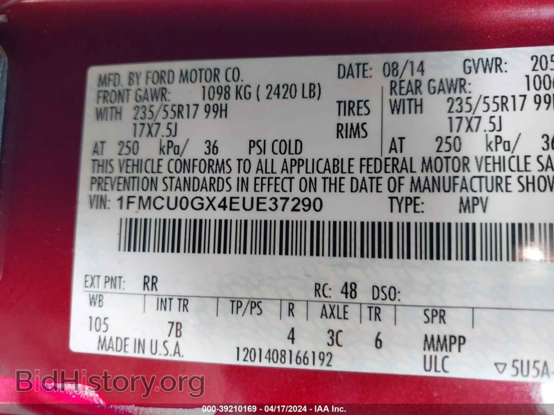 2014 FORD ESCAPE - VIN: 1FMCU0GX4EUE37290 - Photo 9
