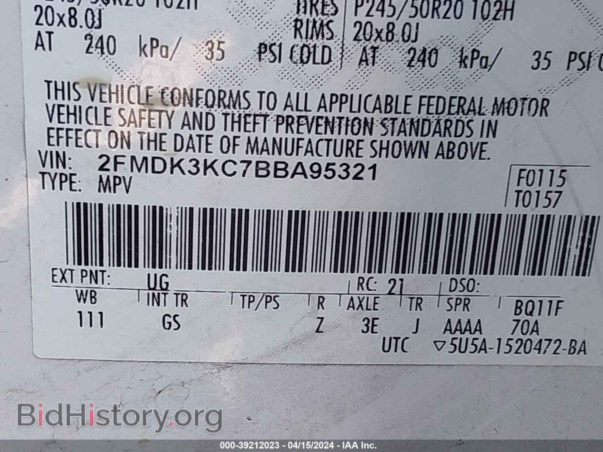 2011 FORD EDGE - VIN: 2FMDK3KC7BBA95321 - Фото 9