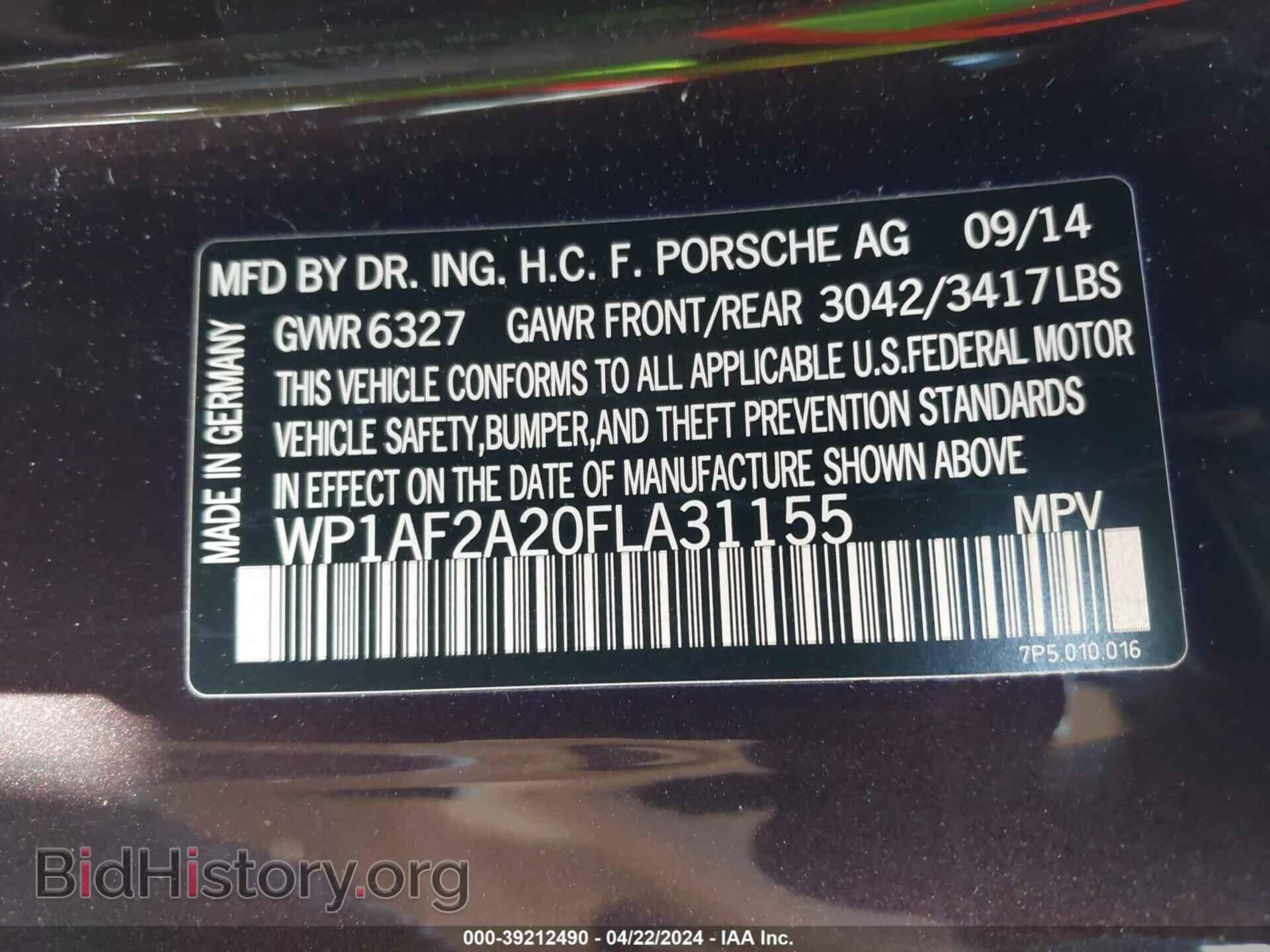 2015 PORSCHE CAYENNE - VIN: WP1AF2A20FLA31155 - Фото 9