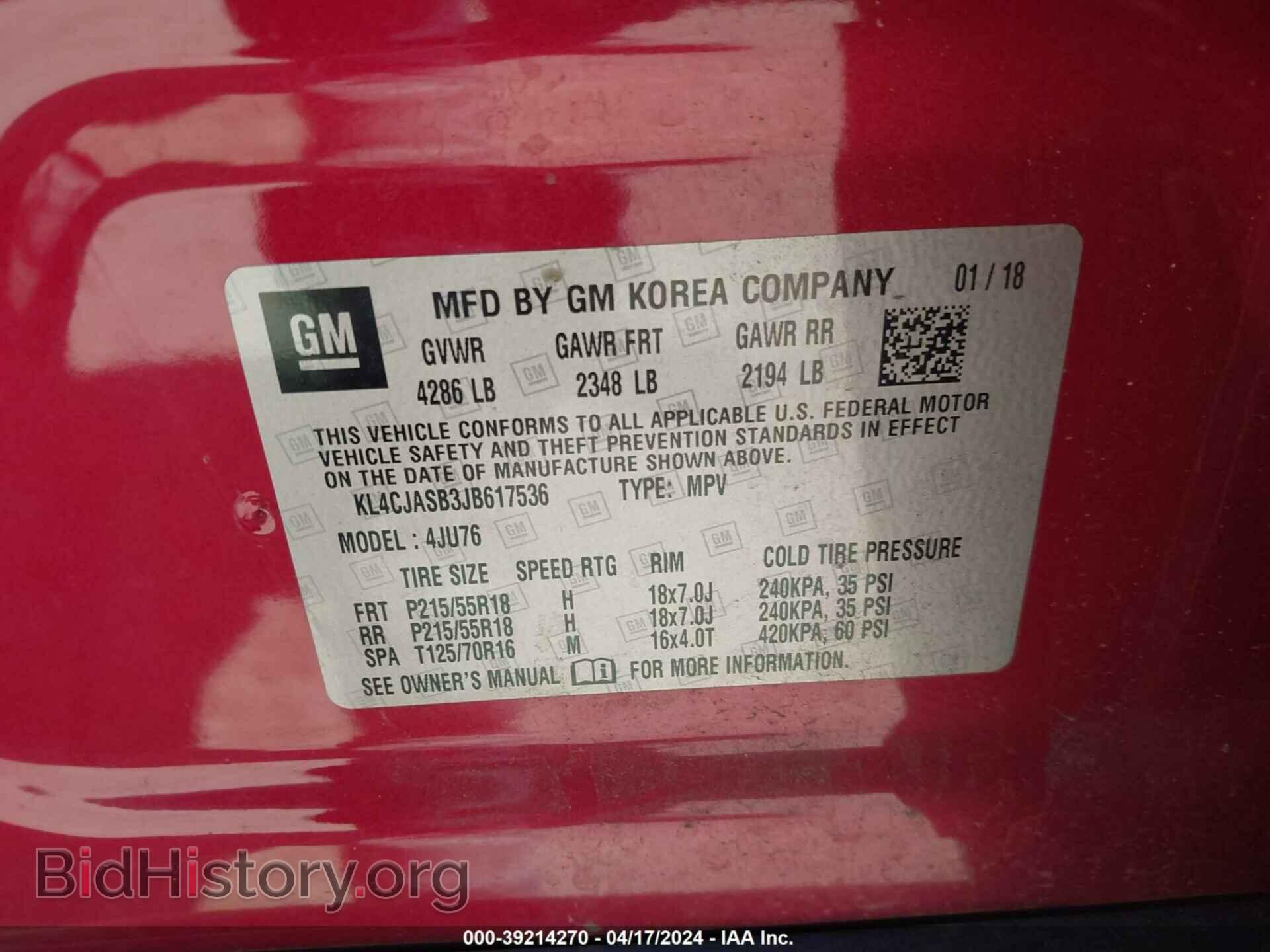2018 BUICK ENCORE - VIN: KL4CJASB3JB617536 - Photo 9