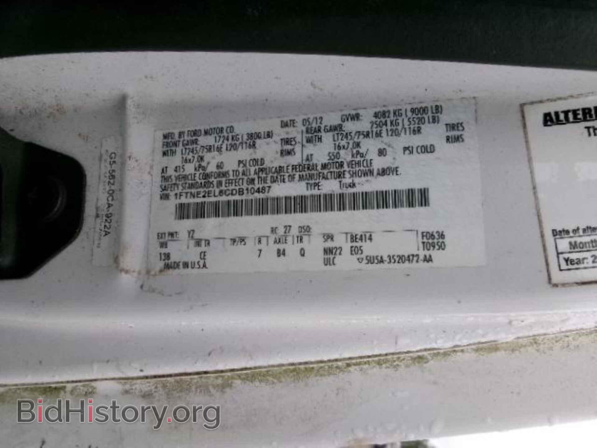 2012 FORD ECONOLINE - VIN: 1FTNE2EL6CDB10487 - Фото 2