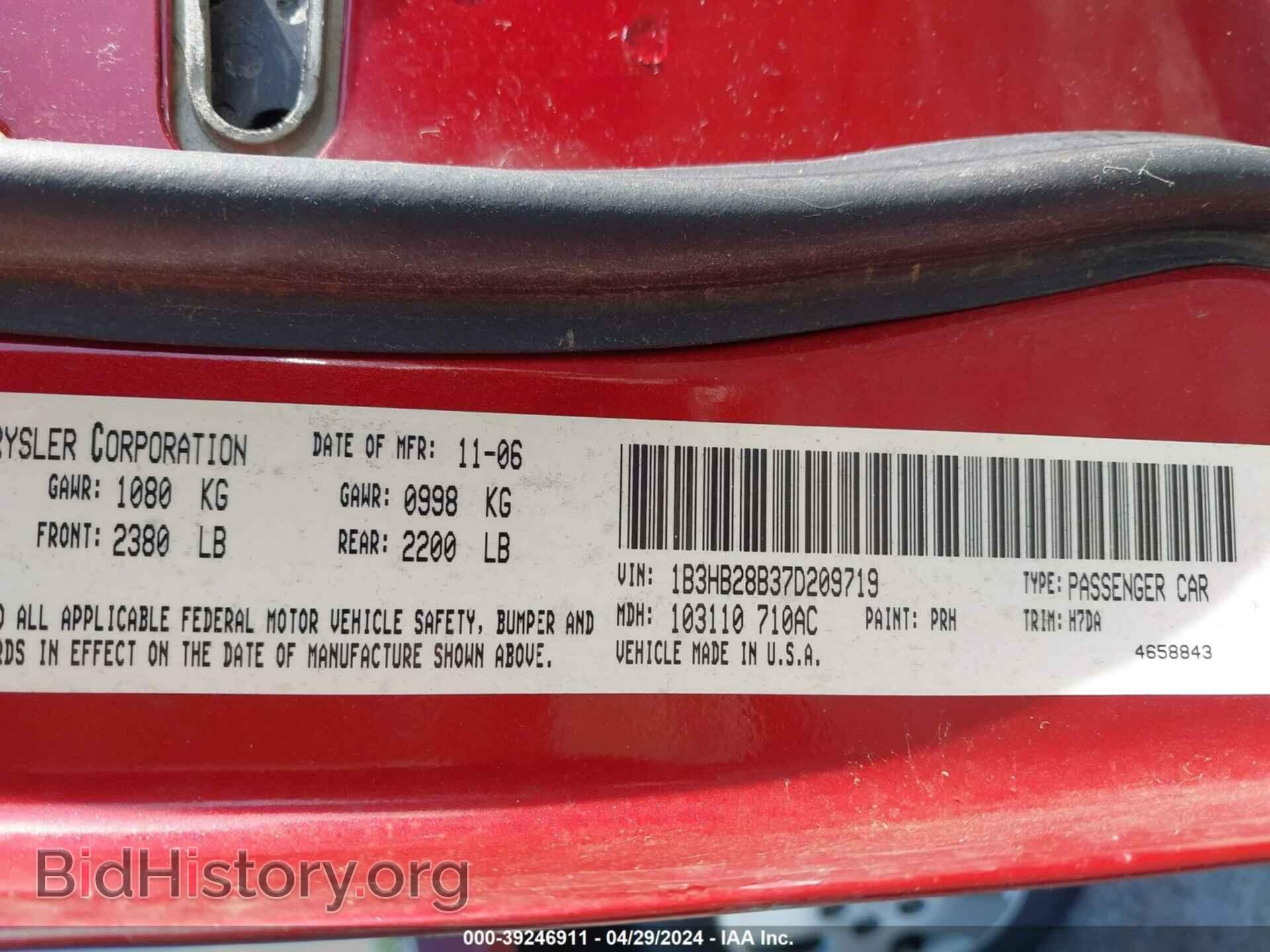 2007 DODGE CALIBER - VIN: 1B3HB28B37D209719 - Photo 9