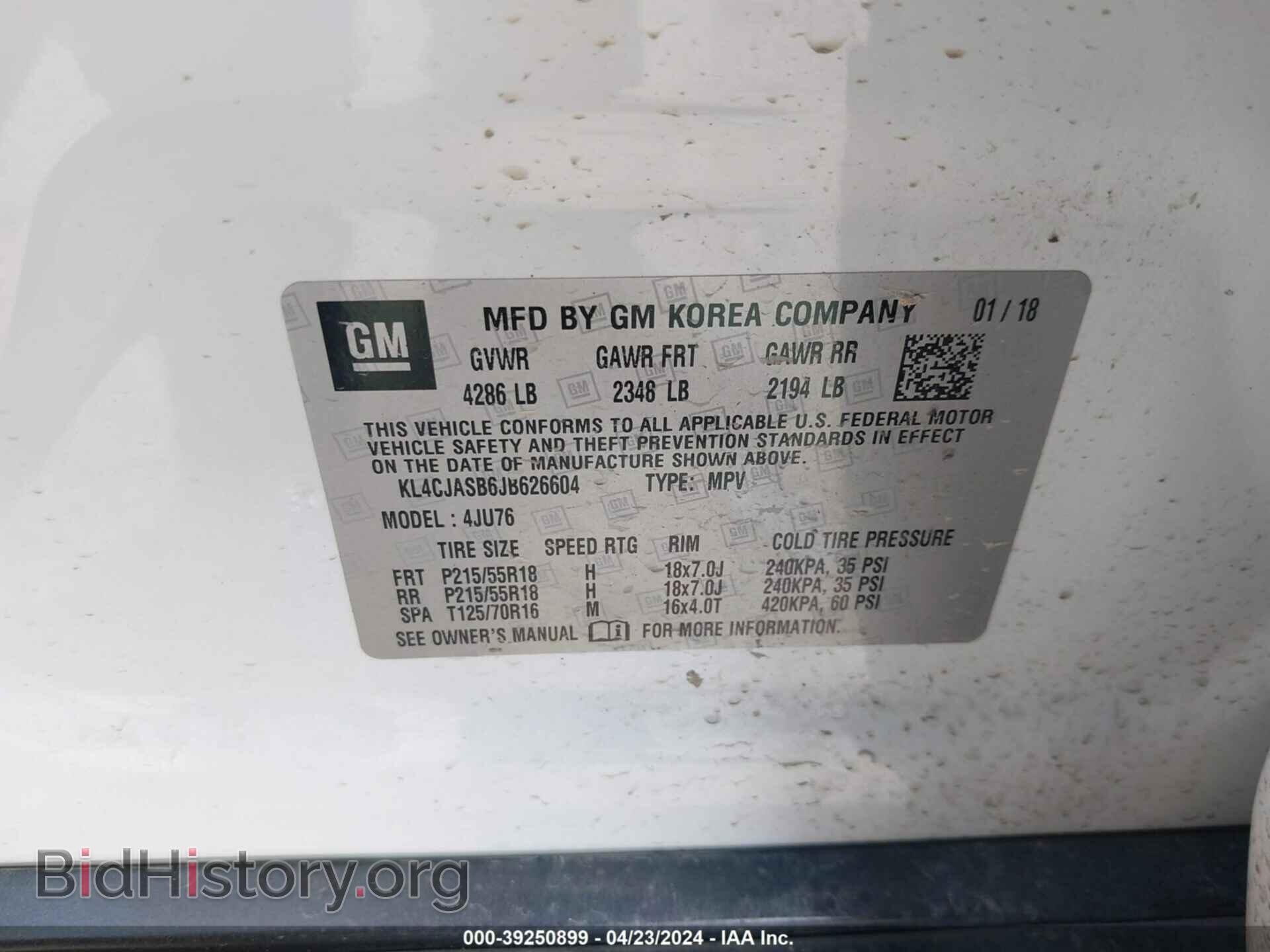 2018 BUICK ENCORE - VIN: KL4CJASB6JB626604 - Фото 9