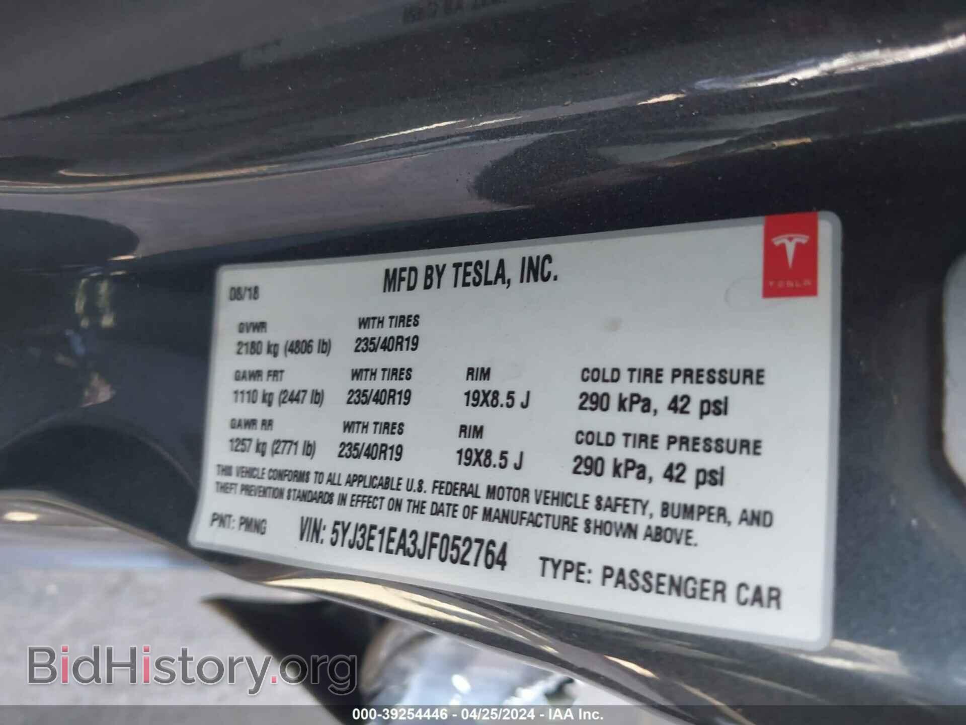 2018 TESLA MODEL 3 - VIN: 5YJ3E1EA3JF052764 - Фото 9
