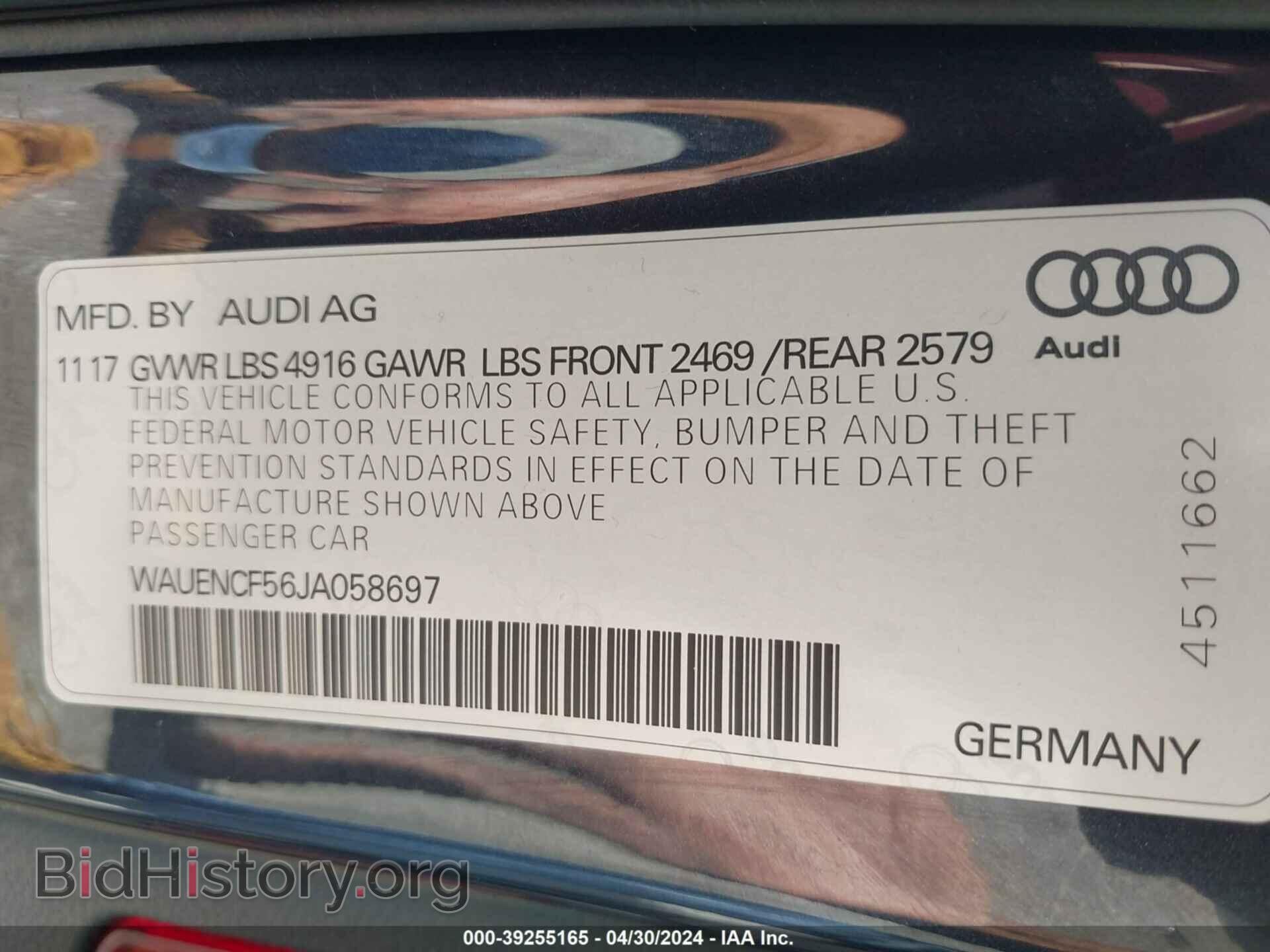 2018 AUDI A5 - VIN: WAUENCF56JA058697 - Фото 9