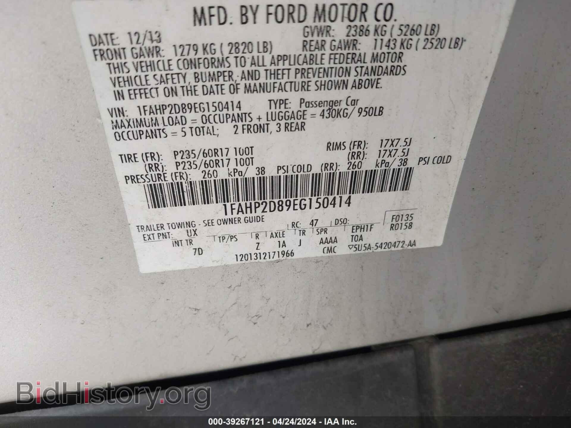 2014 FORD TAURUS - VIN: 1FAHP2D89EG150414 - Photo 9